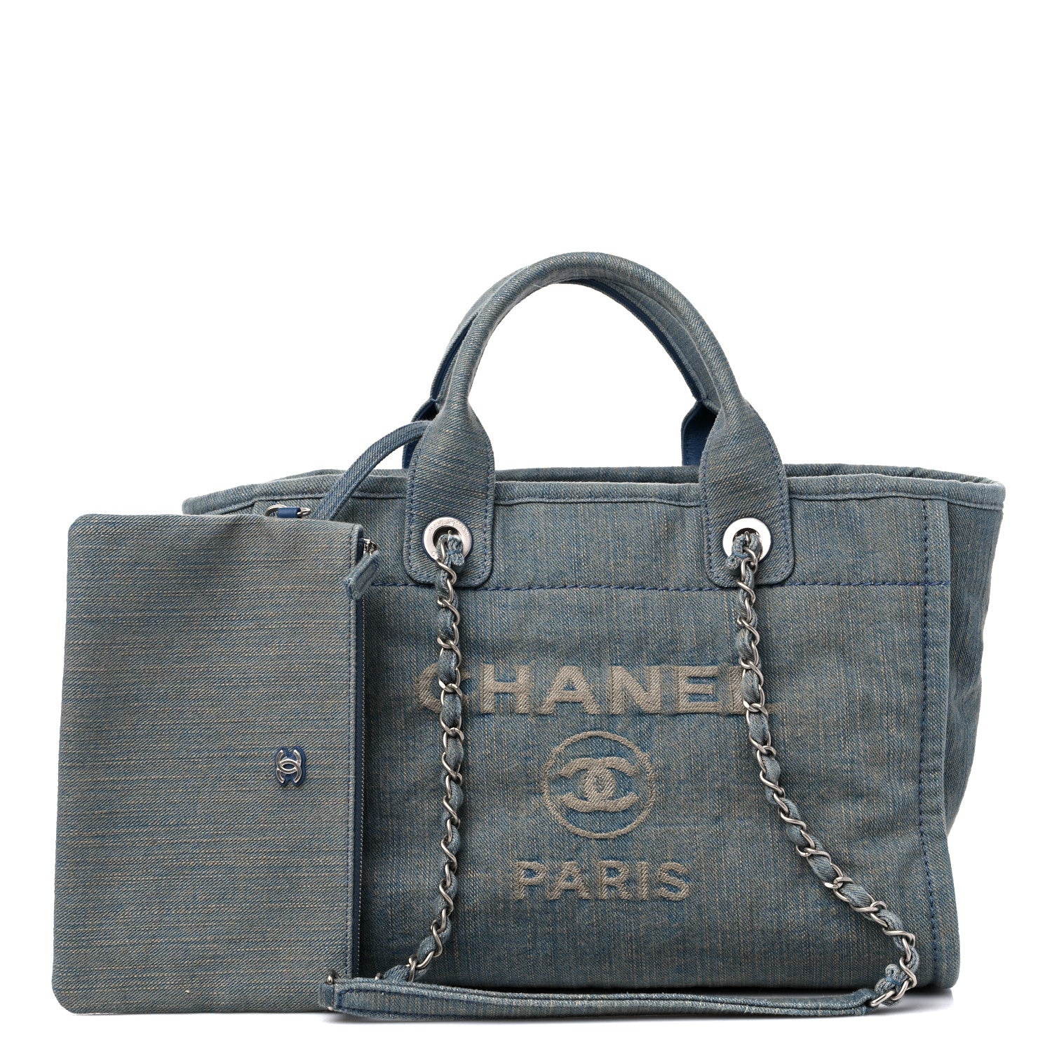 Chanel Denim Small Deauville Tote Light Blue 1 of 11