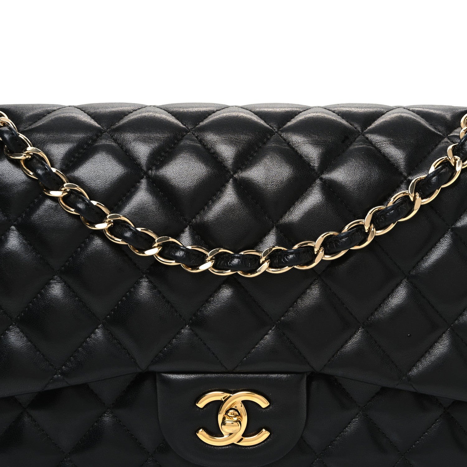 Chanel Lambskin Quilted Jumbo Double Flap Black 8 of 10