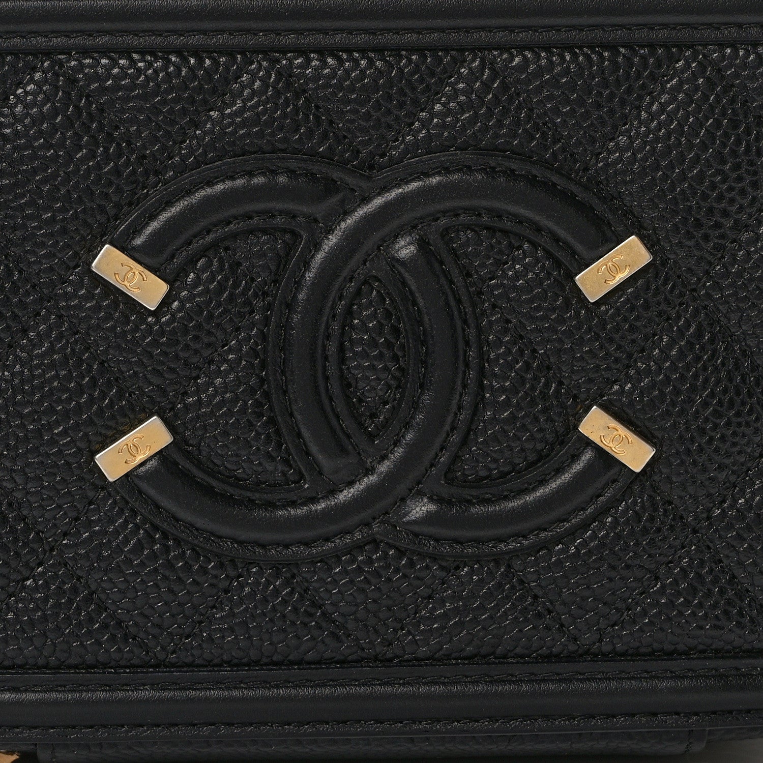 Chanel Caviar Quilted CC Filigree Vanity Clutch With Chain Black 8 of 10
