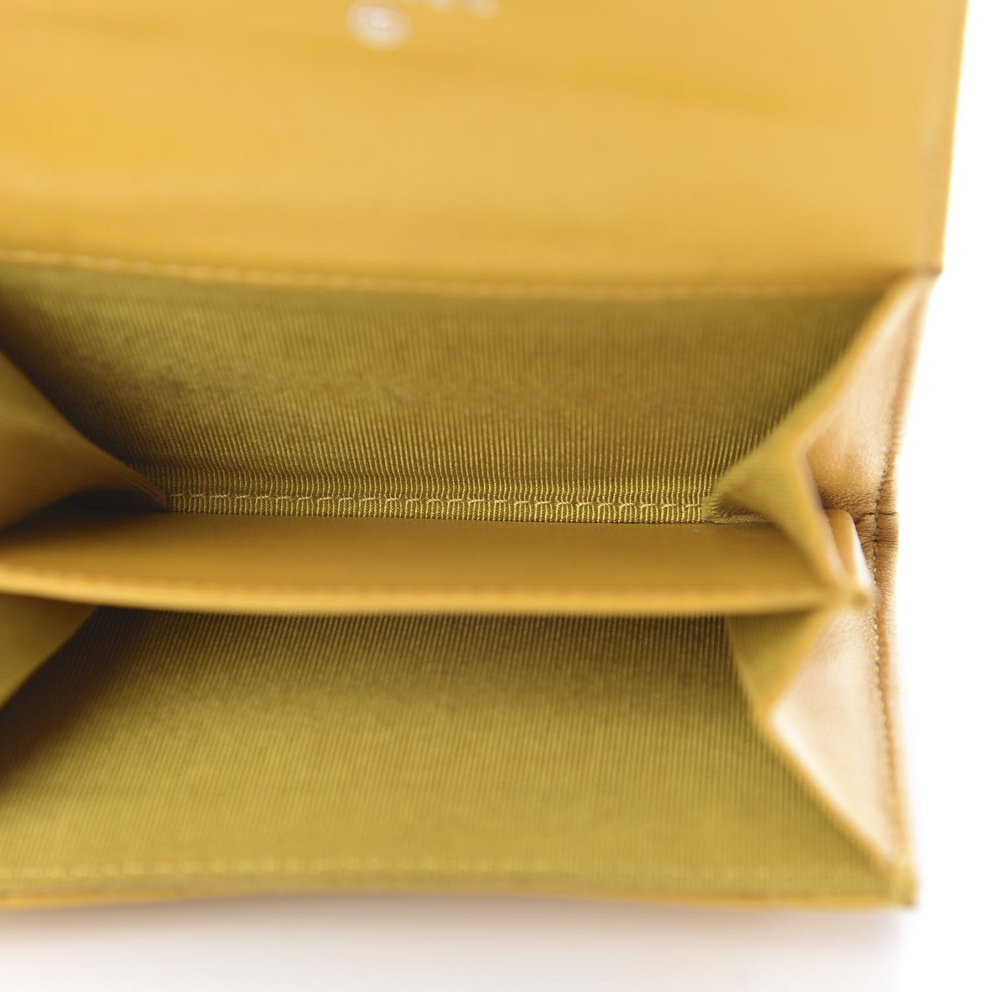 Lambskin Quilted Flap Card Holder Wallet Yellow