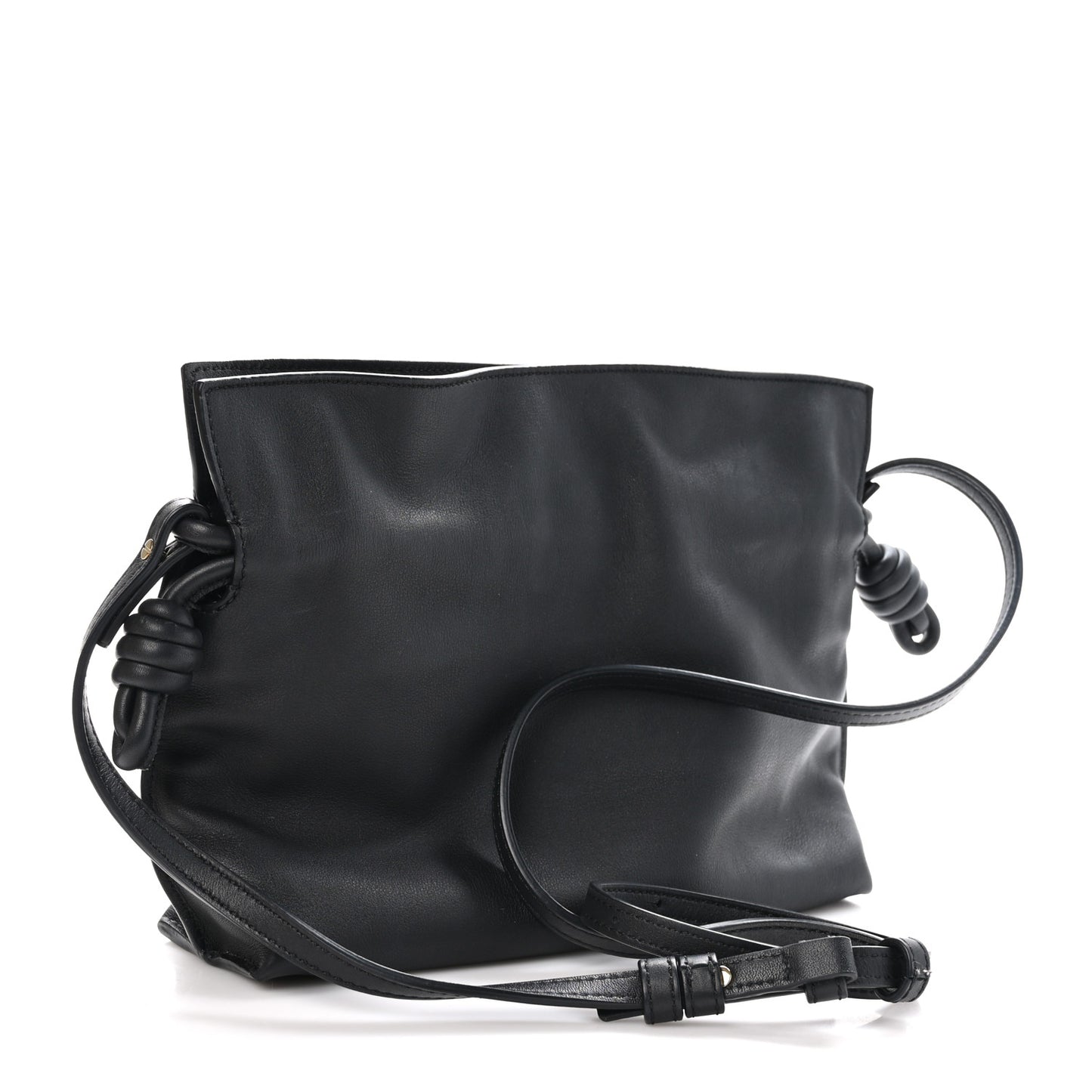 Calfskin Mini Flamenco Knot Clutch Black
