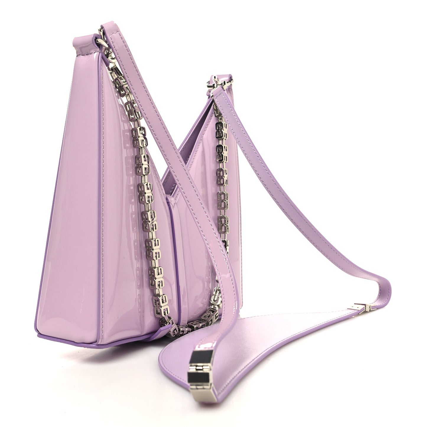 Patent Padded Small Cut Out Shoulder Bag Lilac