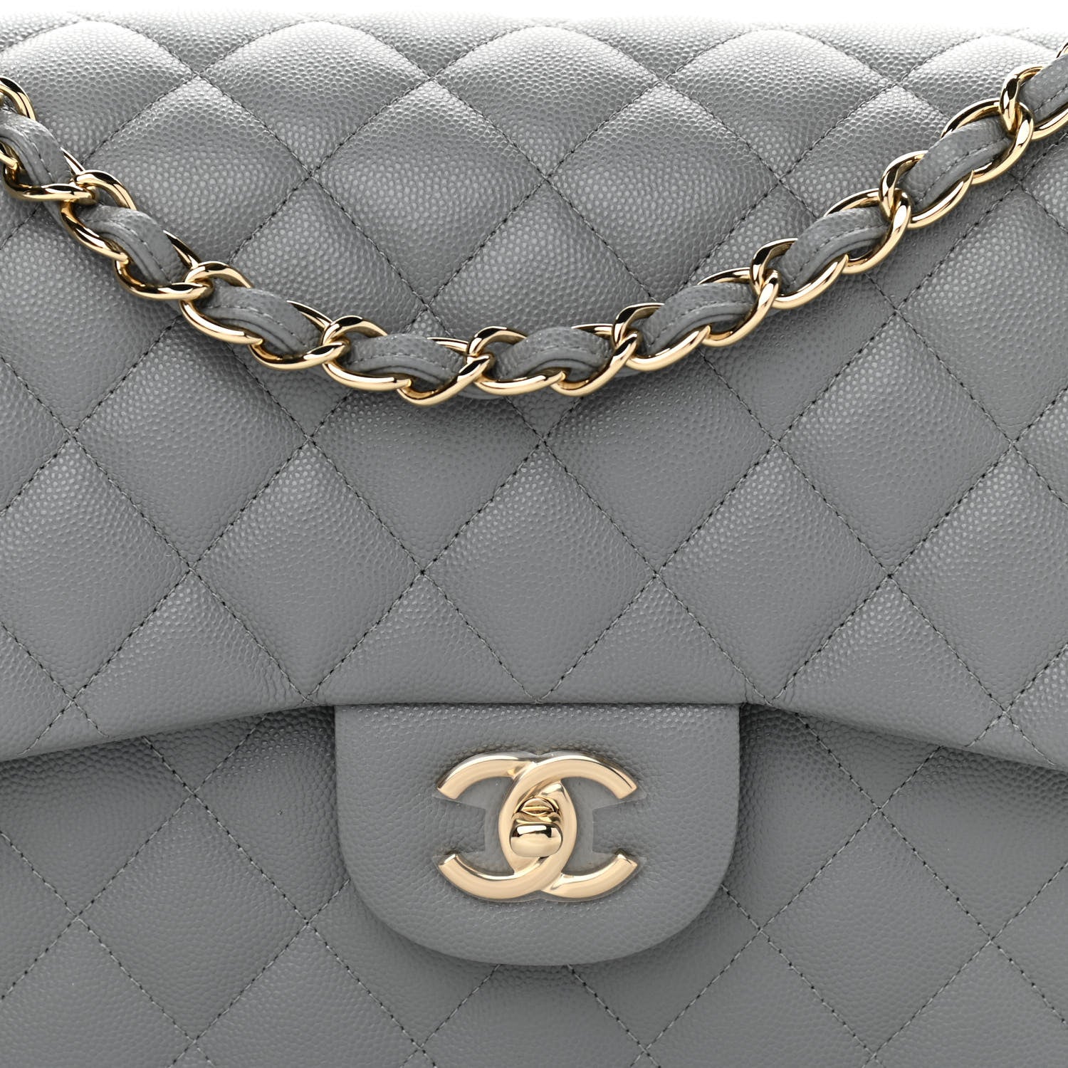Chanel Caviar Quilted Jumbo Double Flap Grey 8 of 13
