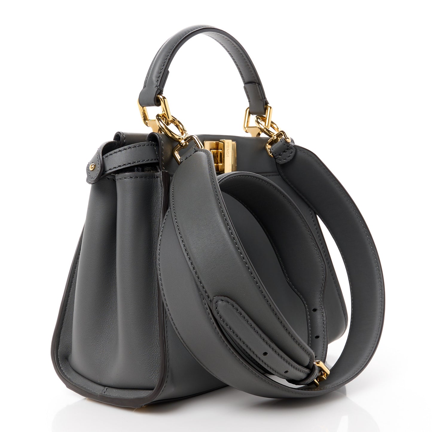 Vitello Seta Chenille FF Mini Peekaboo Iconic Satchel Anthracite Asfalto
