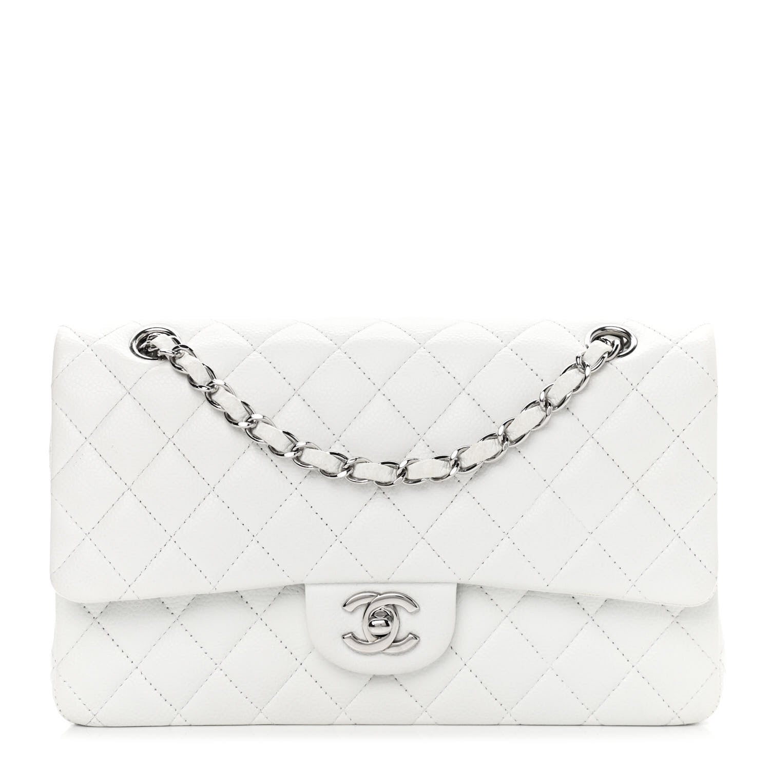 Chanel Caviar Quilted Medium Double Flap White 1 of 13