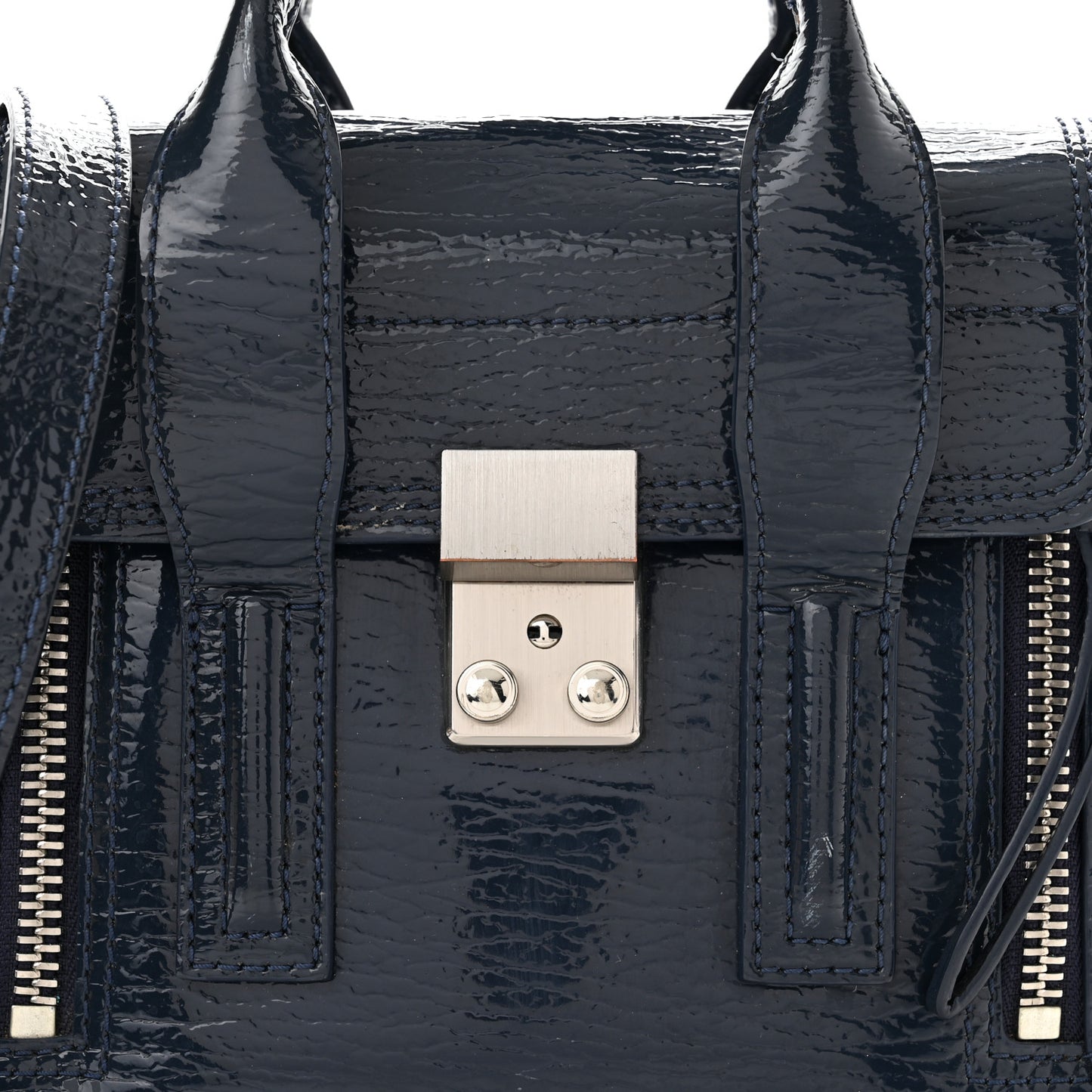 Textured Patent Mini Pashli Satchel Navy