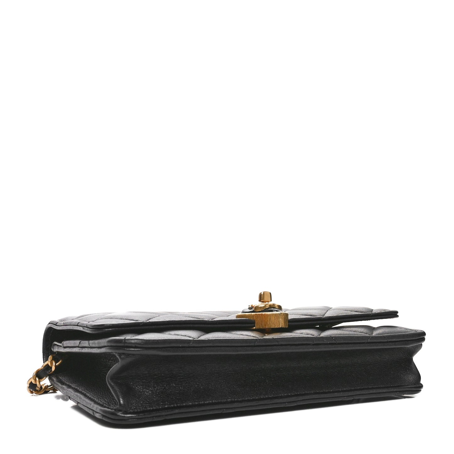 Lambskin Plexiglass Quilted Coco Love Wallet On Chain WOC Black