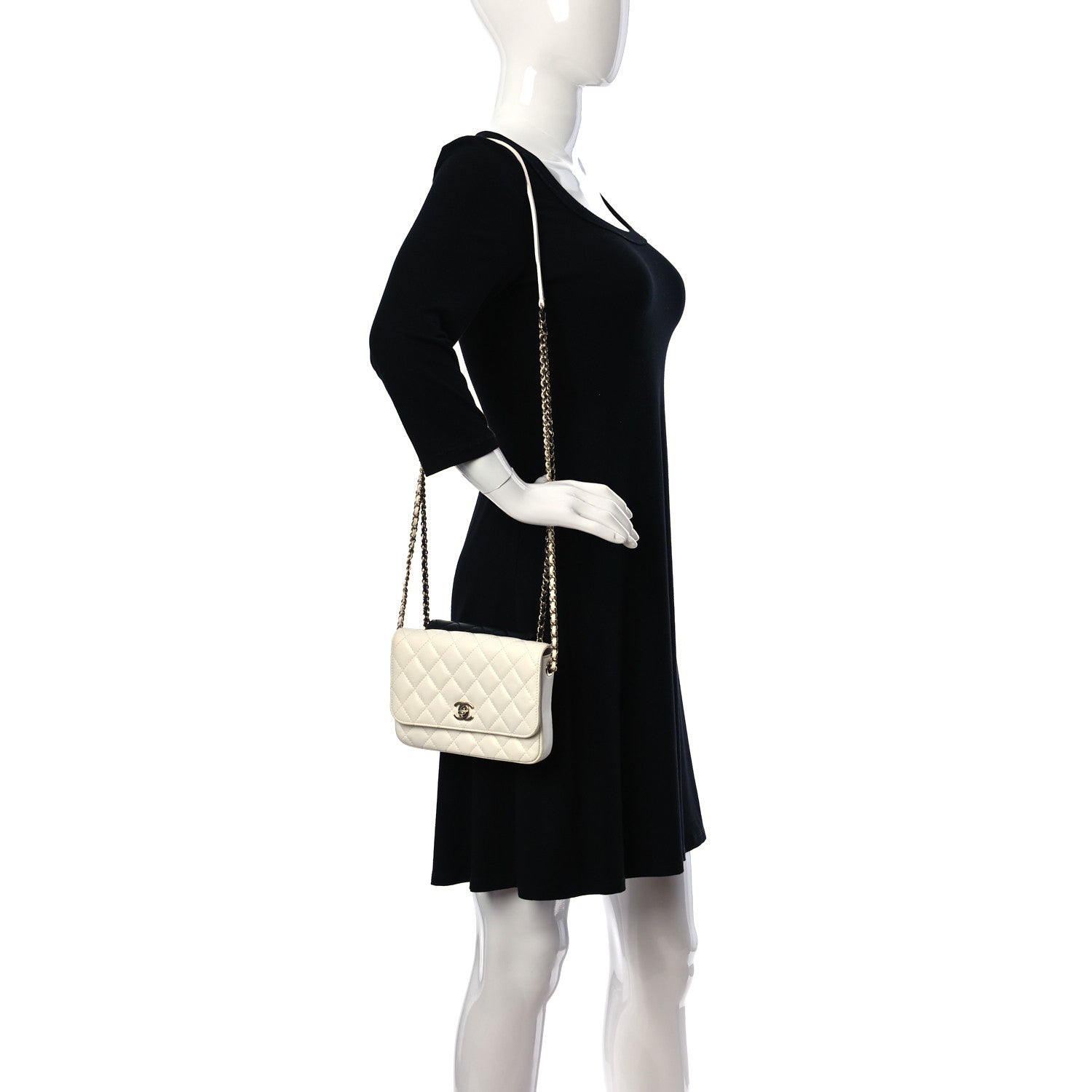 Chanel Lambskin Quilted Side Packs White Black 2 of 17