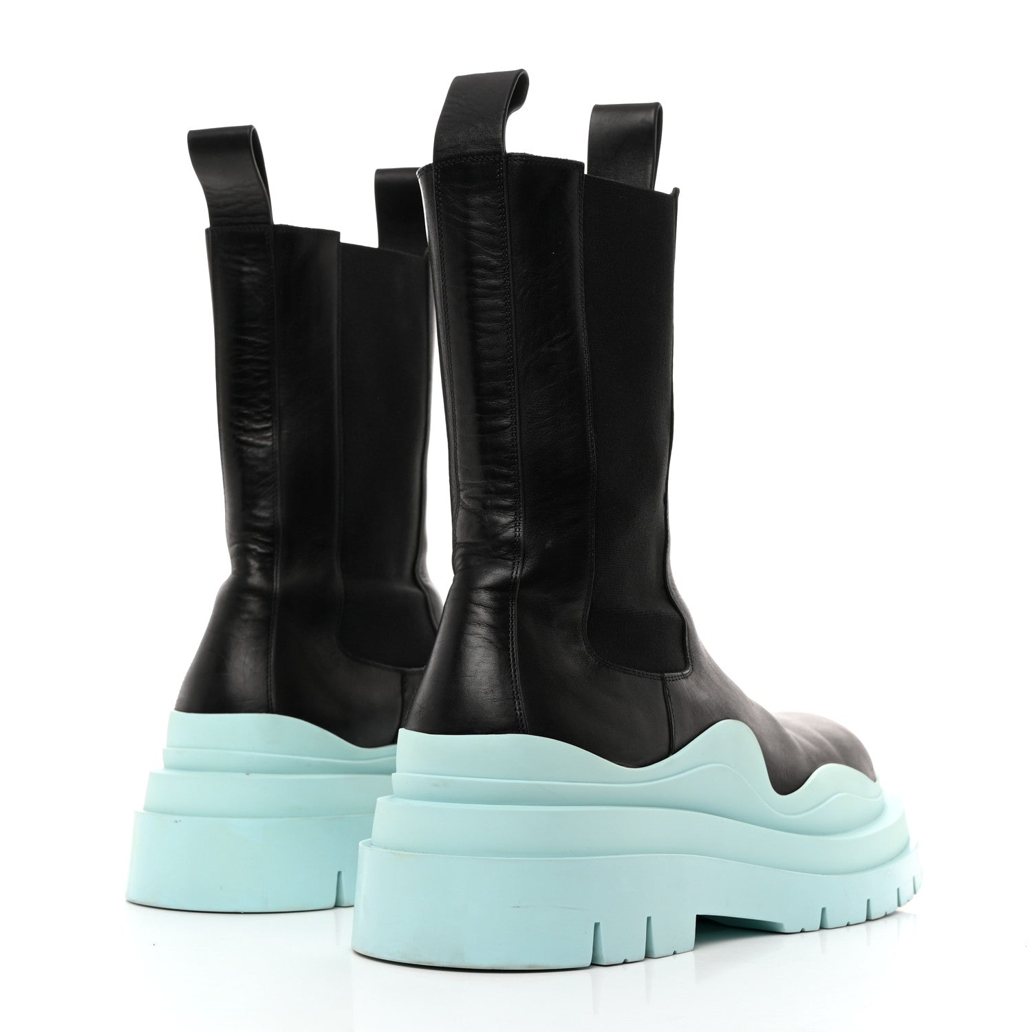 Bottega Veneta Calfskin Mens The Tire Chelsea Boots 45 Black Pale Blue 4 of 8