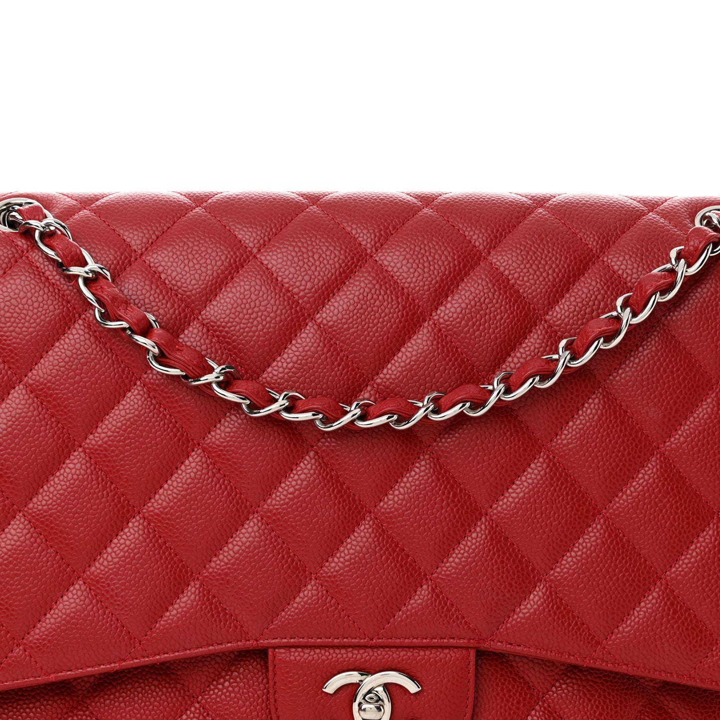 Caviar Quilted Maxi Single Flap Red