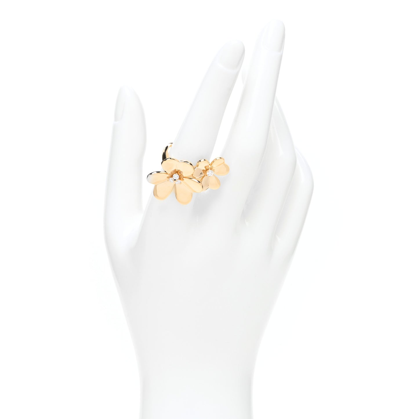 18K Yellow Gold Diamond Frivole Between The Finger Ring 55 7.25
