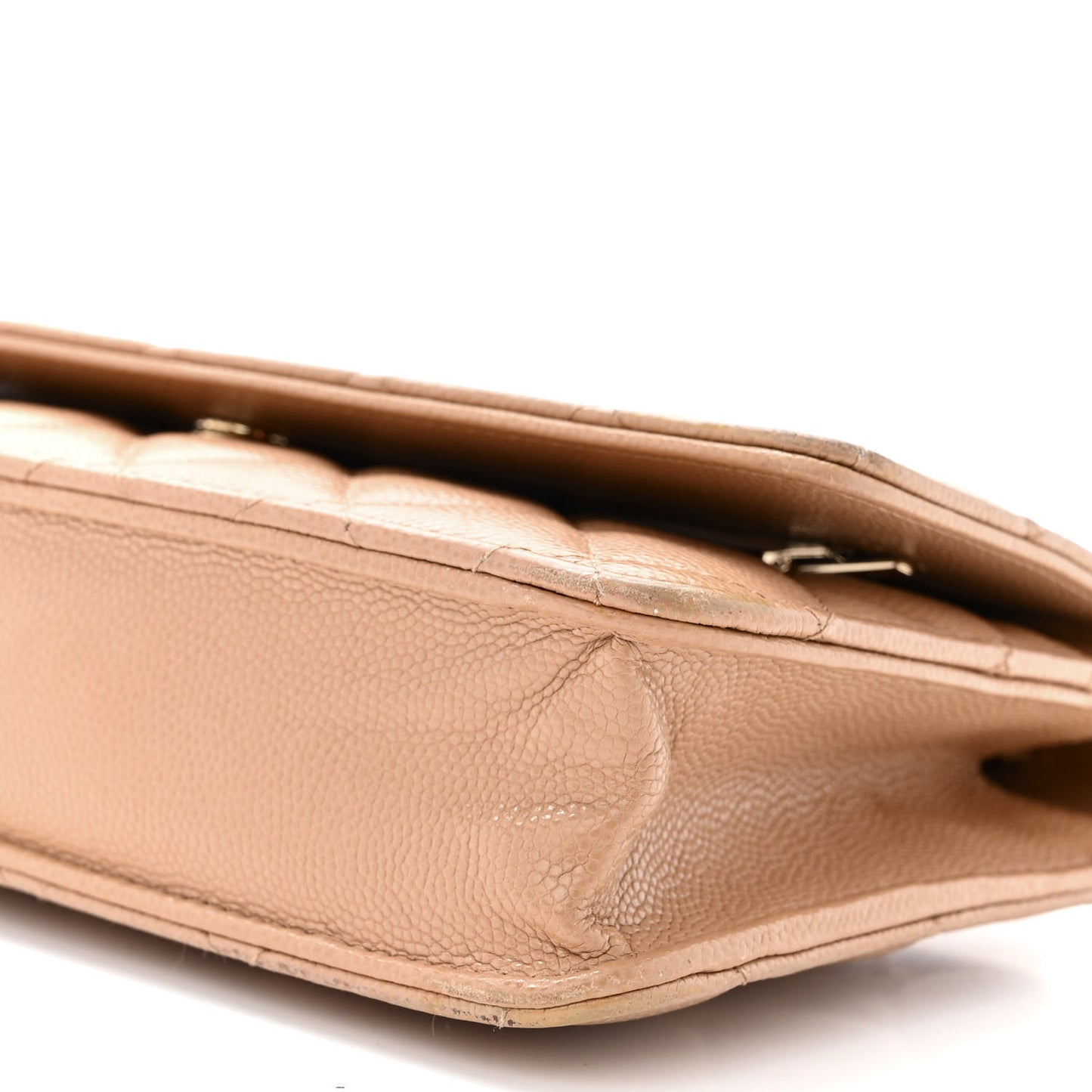 Caviar Quilted Wallet on Chain WOC Dark Beige