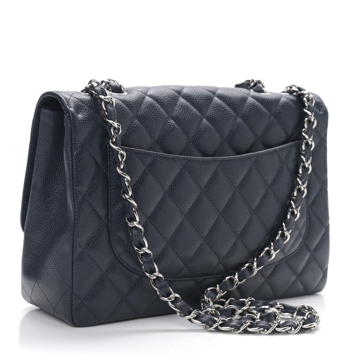 Chanel Caviar Quilted Jumbo Single Flap Navy 3 of 10
