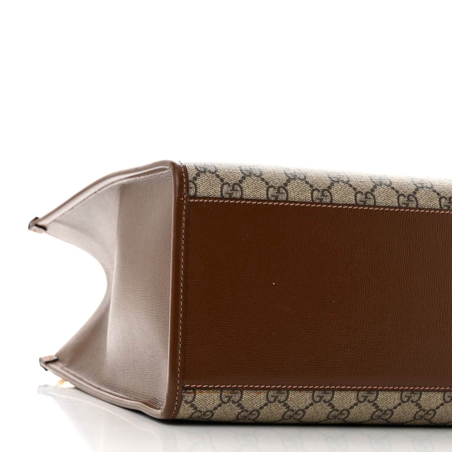 GG Supreme Monogram Azalea Calfskin Medium Retro Interlocking G Tote Bag Beige Ebony Brown Sugar