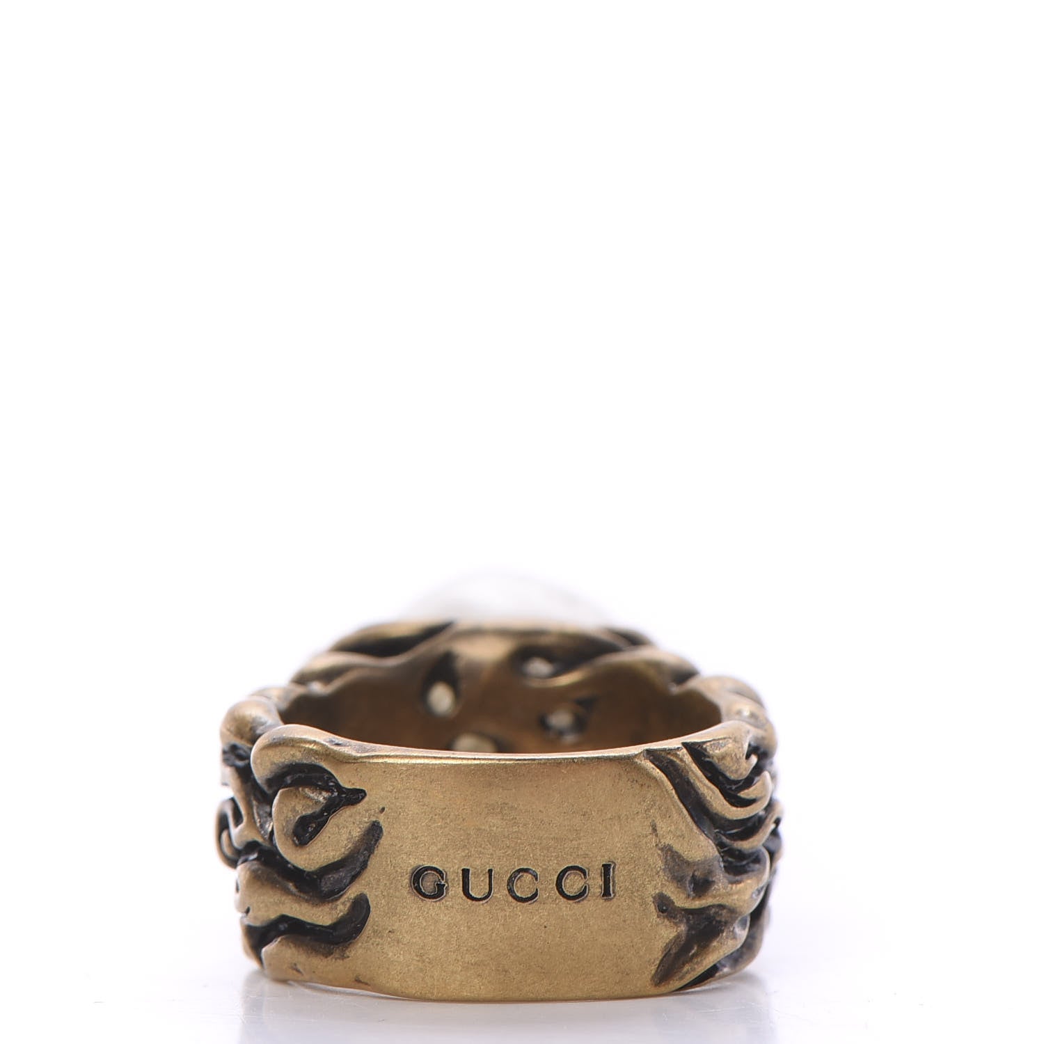 Gucci Metal Pearl Ring 7.25 Aged Gold 3 of 5