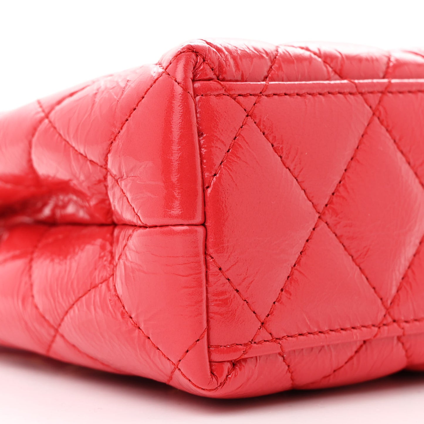 Shiny Aged Calfskin Quilted Nano Kelly Shopper Dark Red