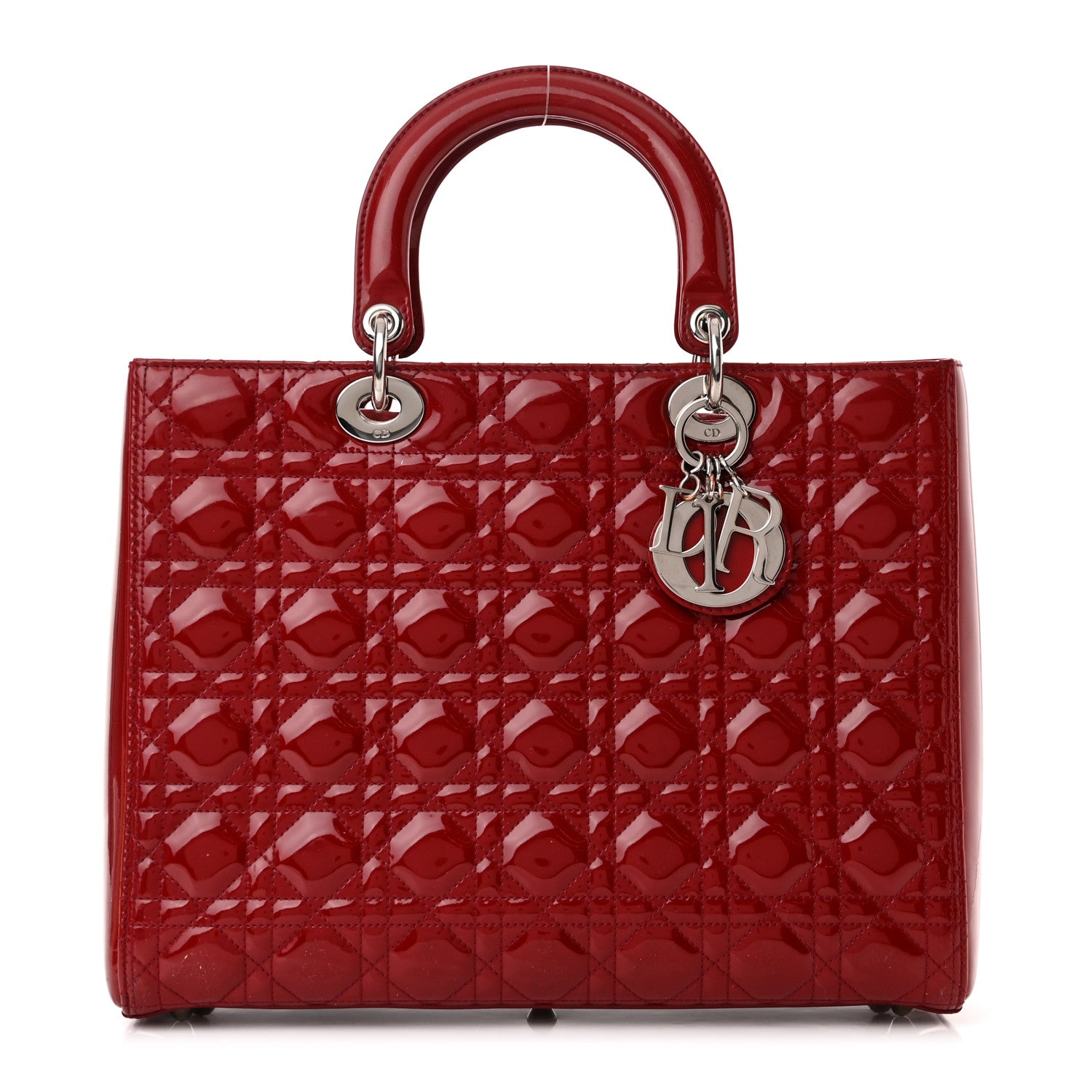 Christian Dior Patent Cannage Large Lady Dior Red 1 of 10