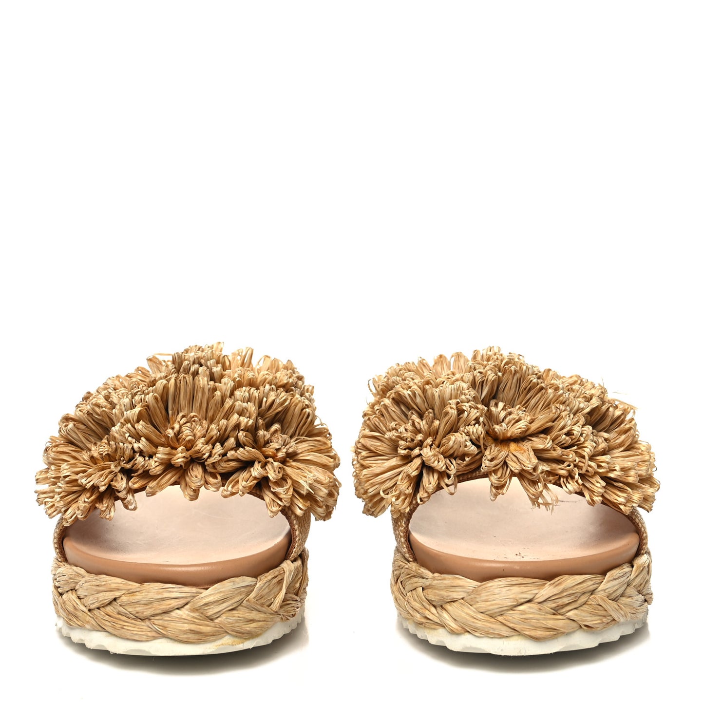 Raffia Slide Sandals 37 Naturale