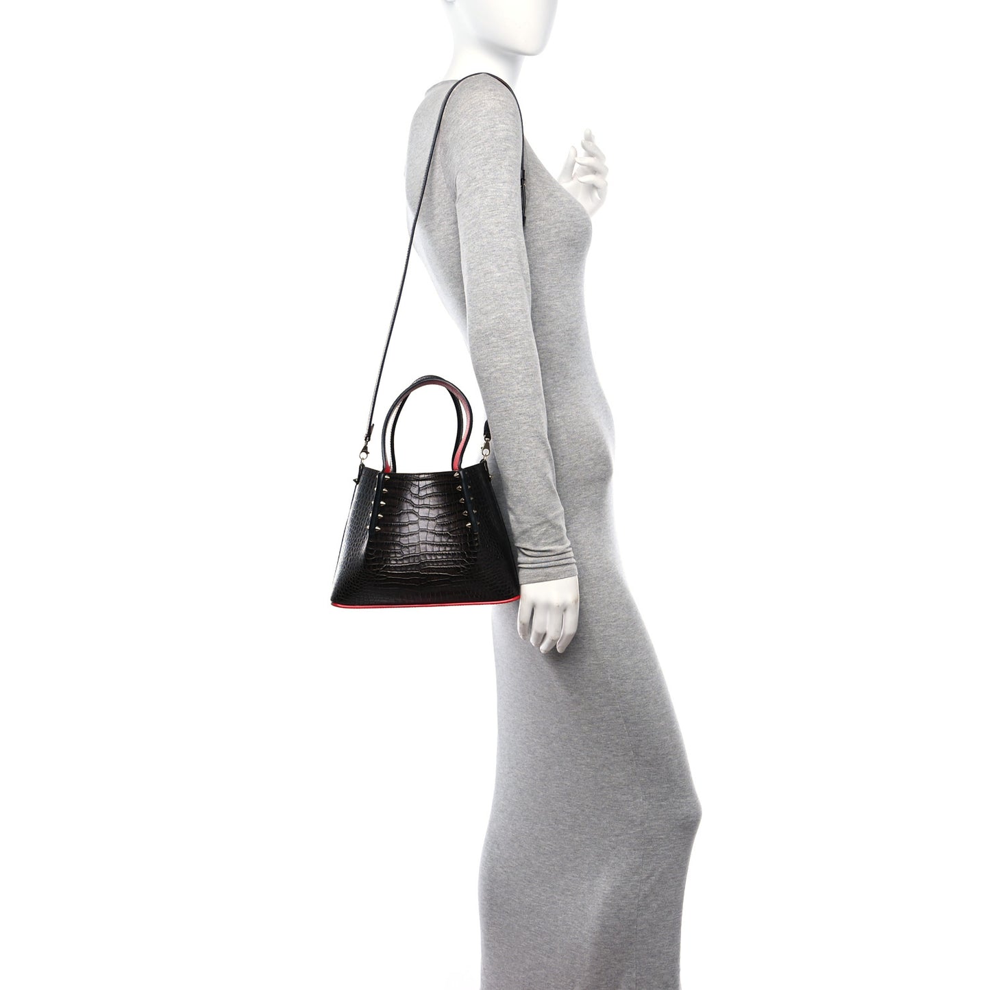 Patent Embossed Spiked Mini Cabarock Shopper Tote