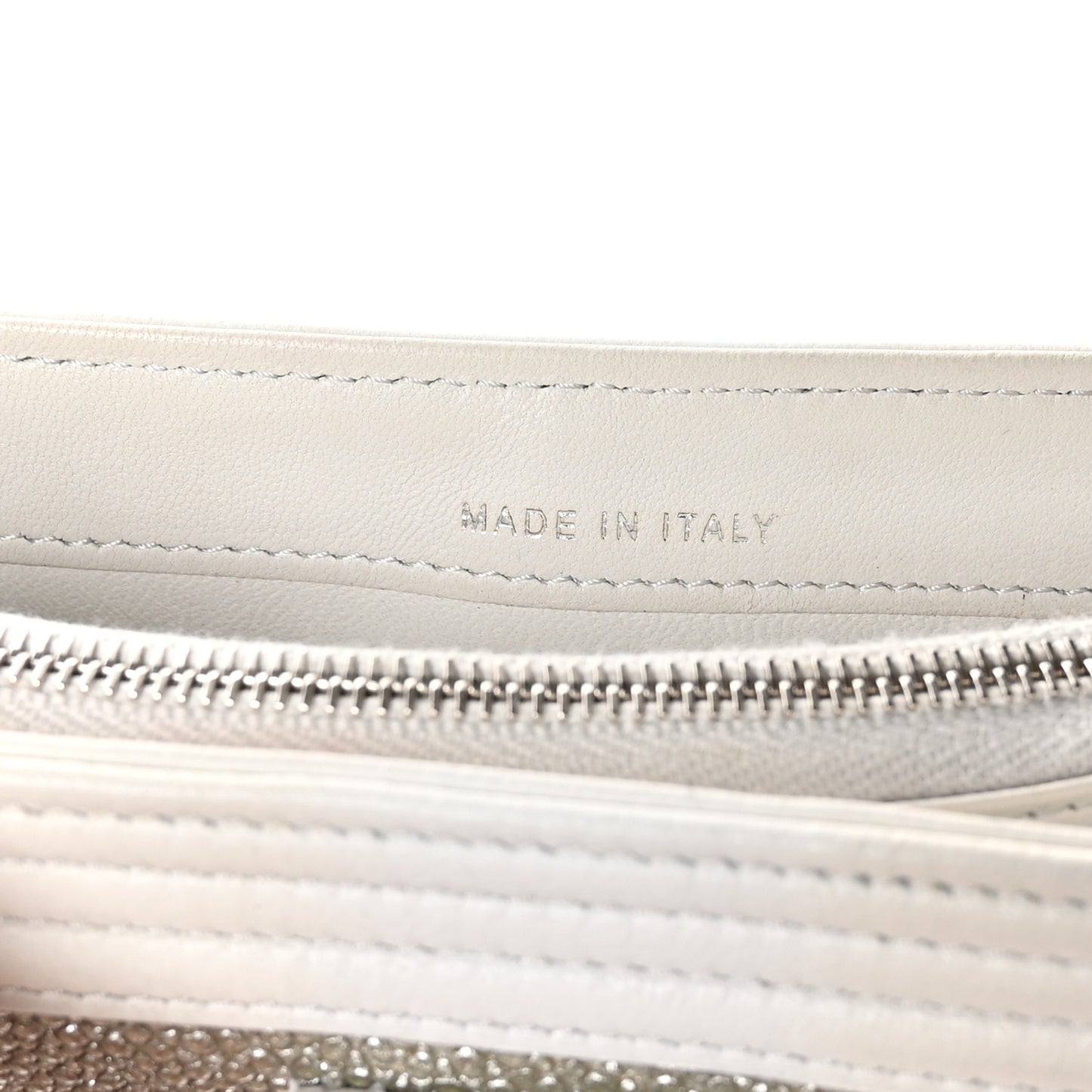 Metallic Galuchat Stingray Lambskin Mini Clutch With Removable Chain Silver
