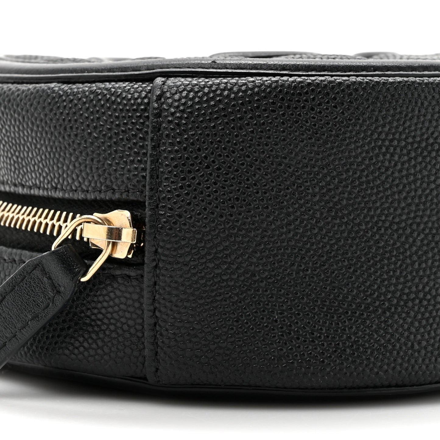 Caviar Quilted Round Filigree Crossbody Black