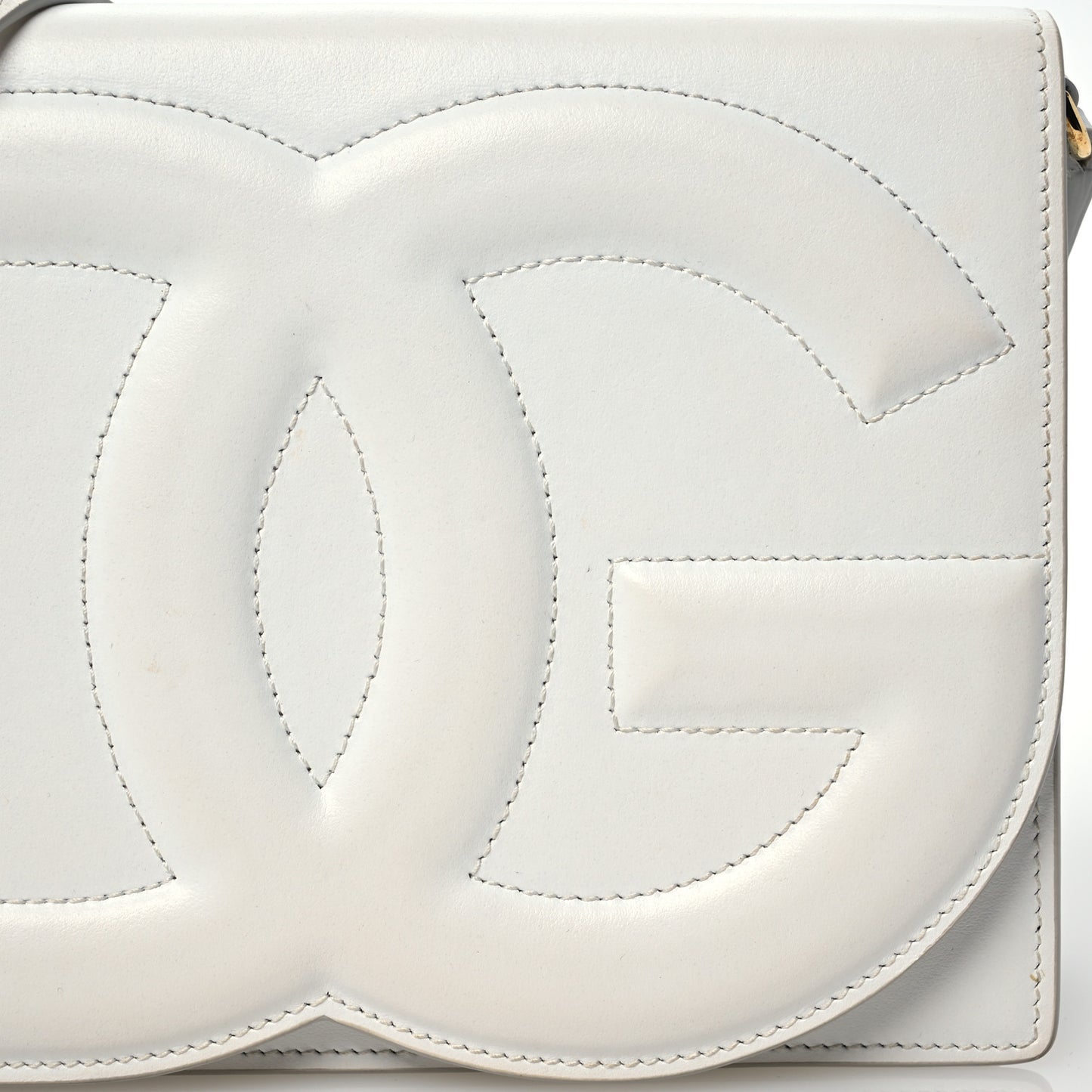 Calfskin DG Logo Flap Crossbody Bag White