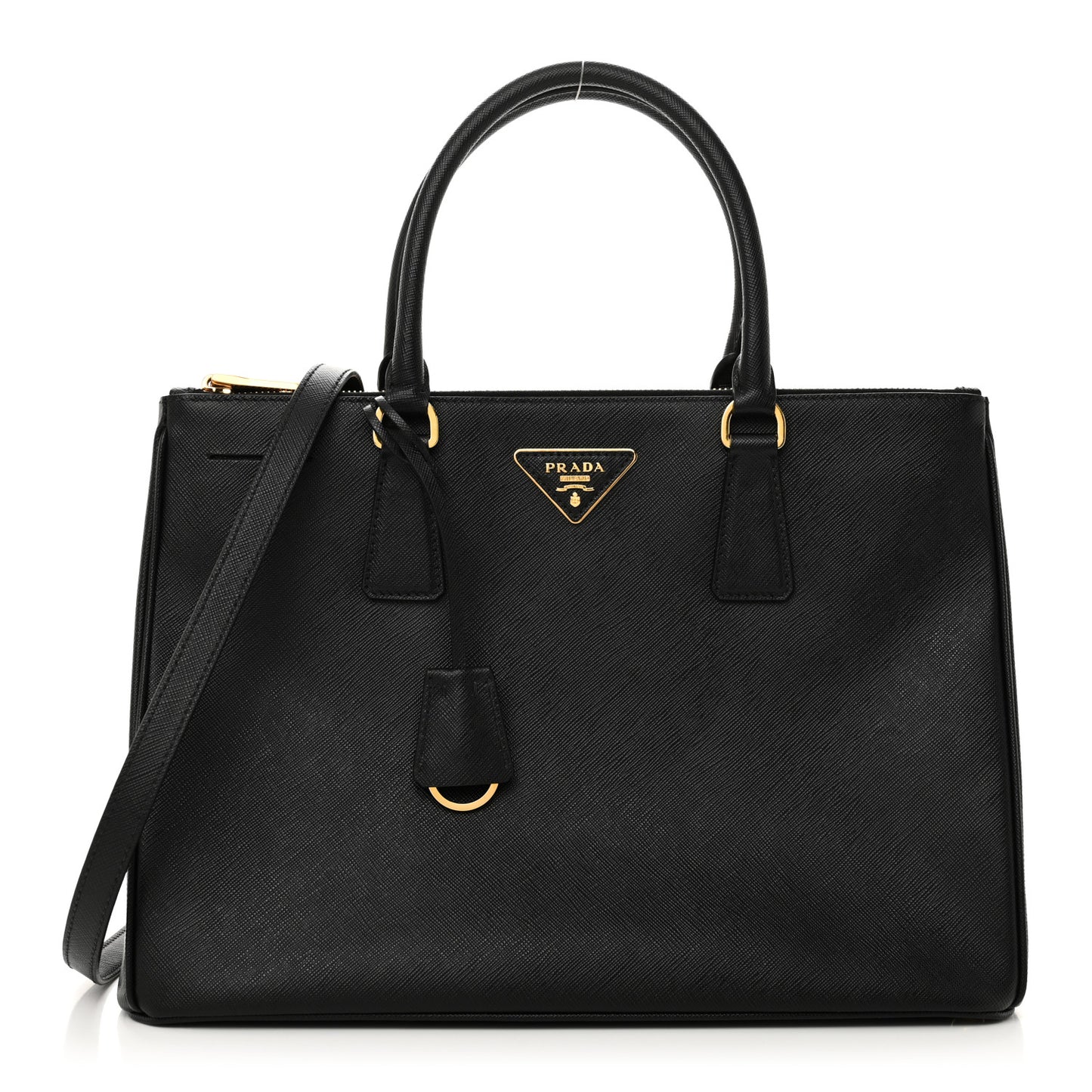 Saffiano Lux Large Galleria Double Zip Tote Black
