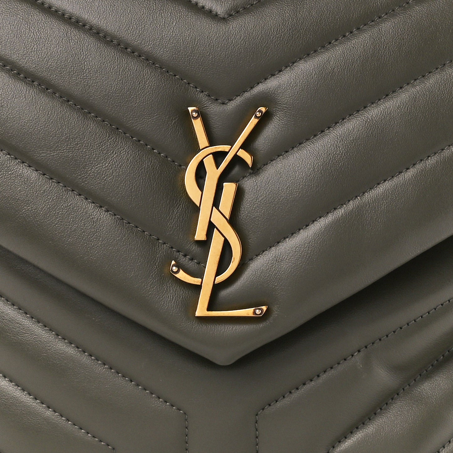 Calfskin Y Quilted Monogram Medium Loulou Chain Satchel Military Olive