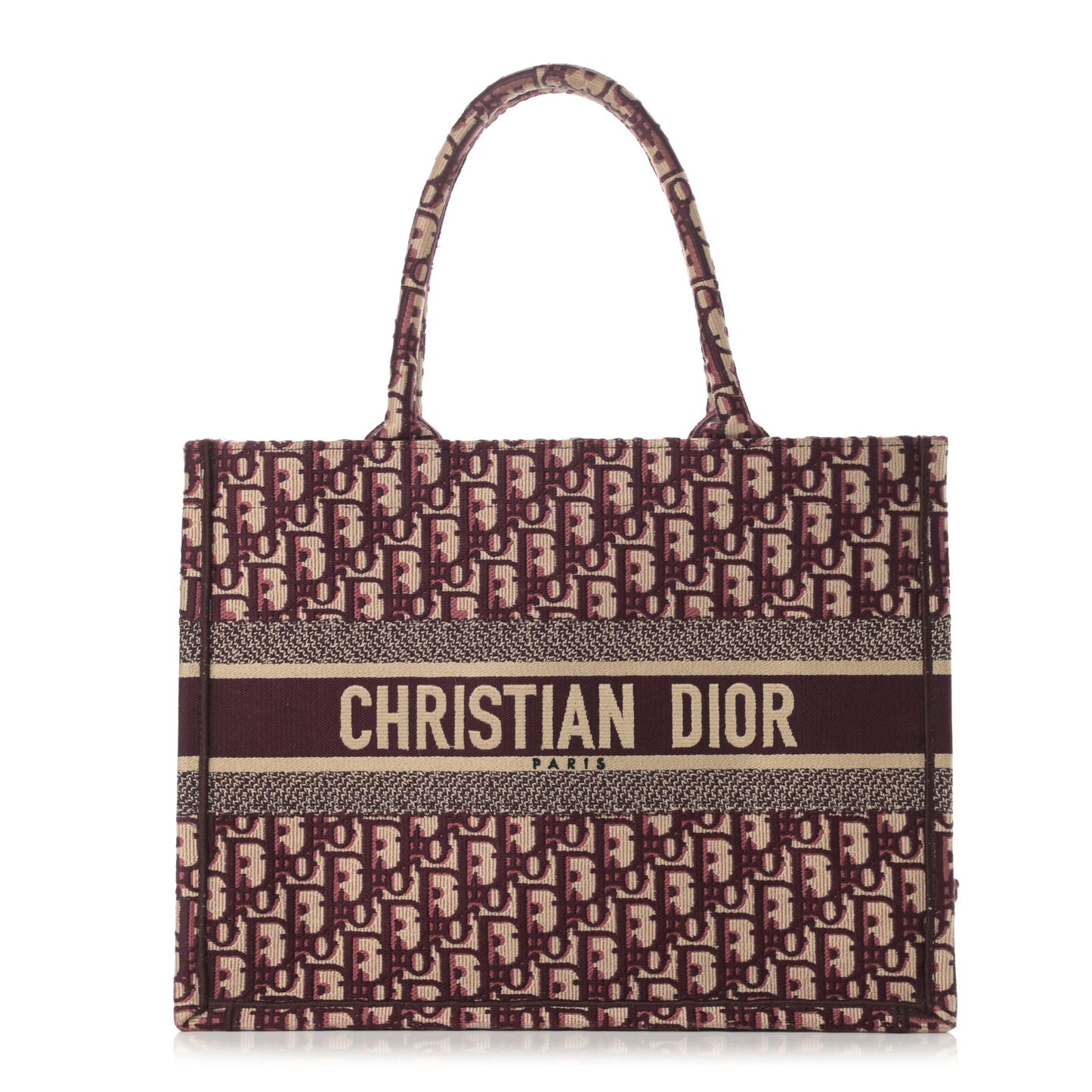 Oblique Medium Book Tote Burgundy Multicolor