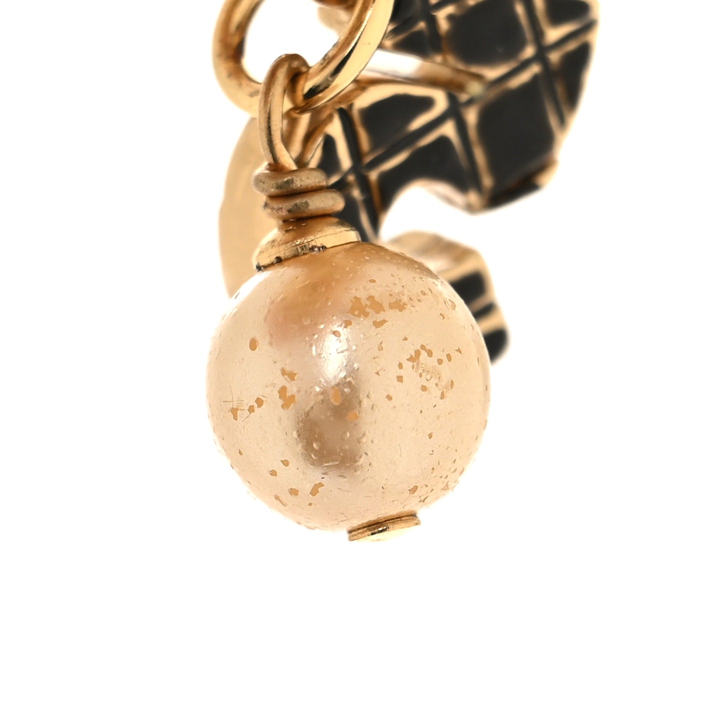 Resin Pearl CC Precious Symbols Charm Bracelet Gold Black