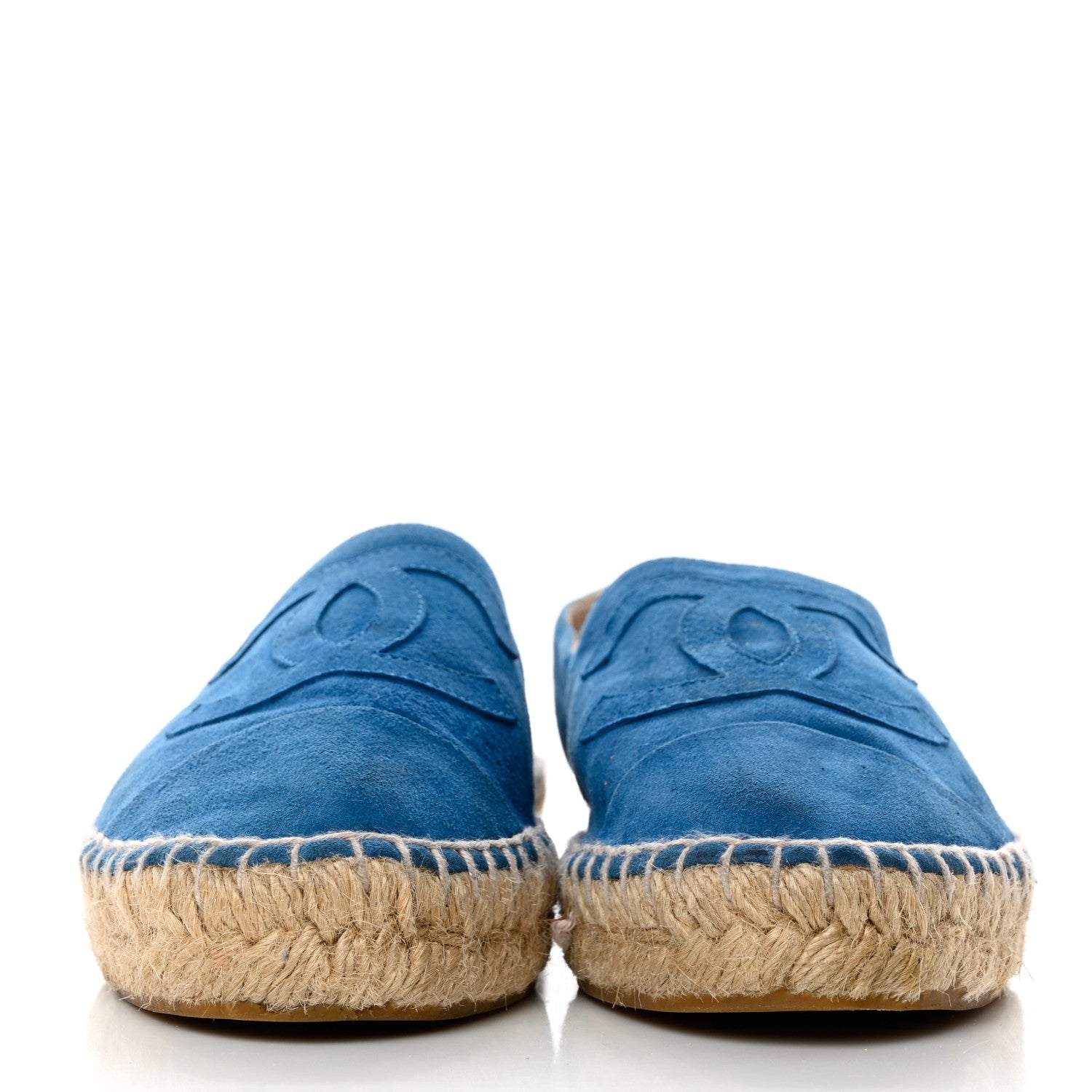 Chanel Kid Suede CC Espadrilles 38 Blue 2 of 9