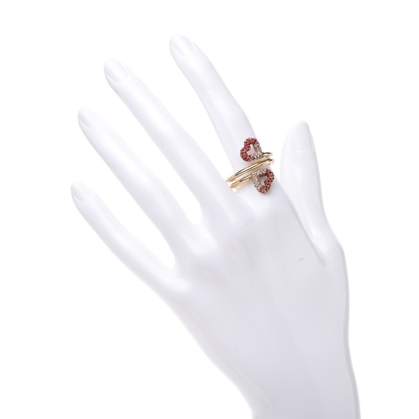 Swarovski LV and V Heart Strass Ring L Rose Gold