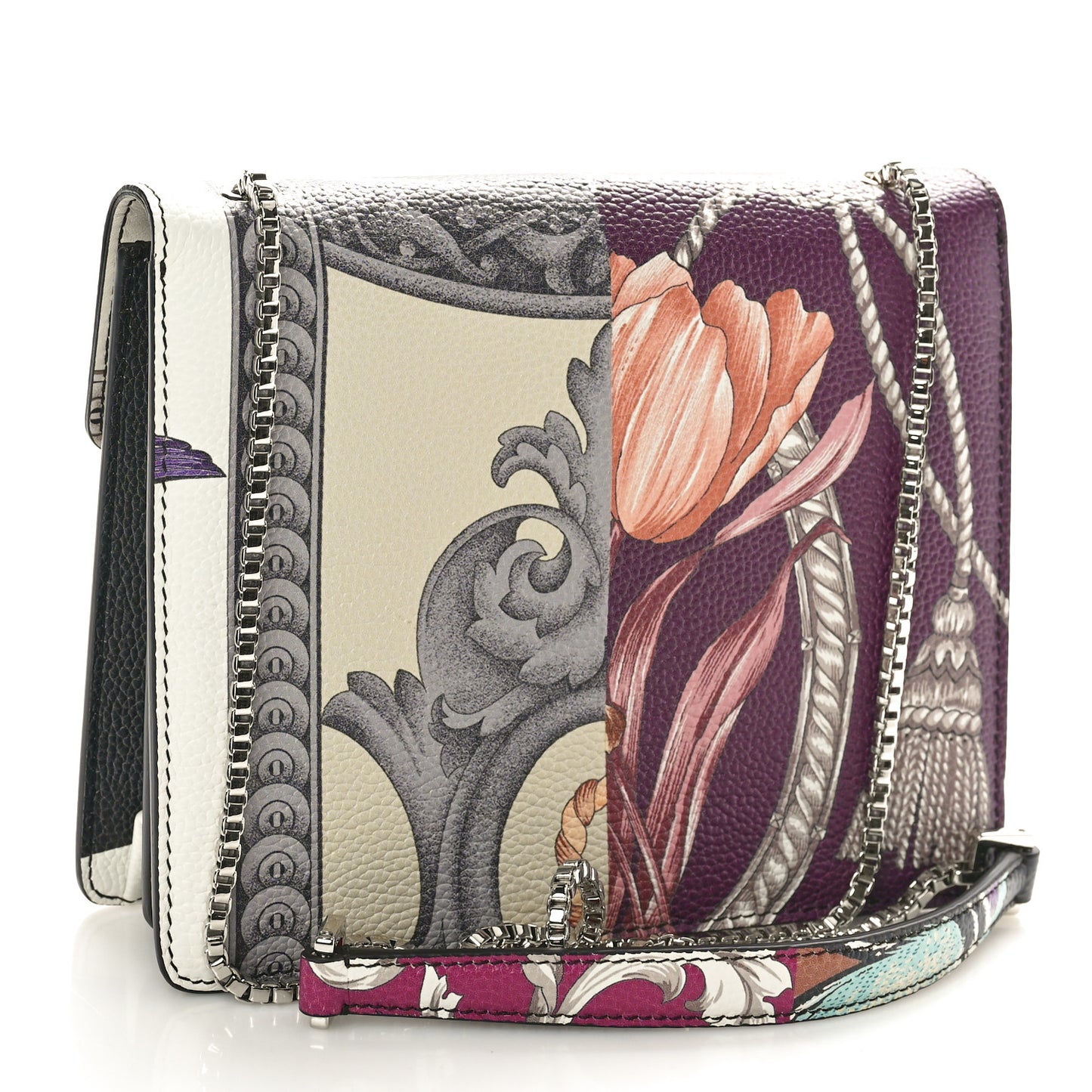 Calfskin Elisabetta Piccolo Print Thalia Crossbody Bag Black Burgundy Multicolor