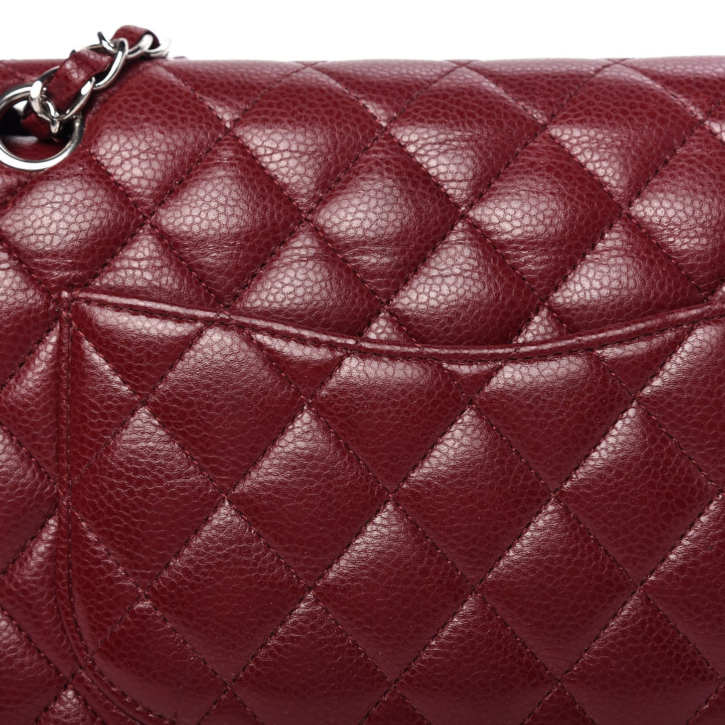 Caviar Quilted Medium Double Flap Red
