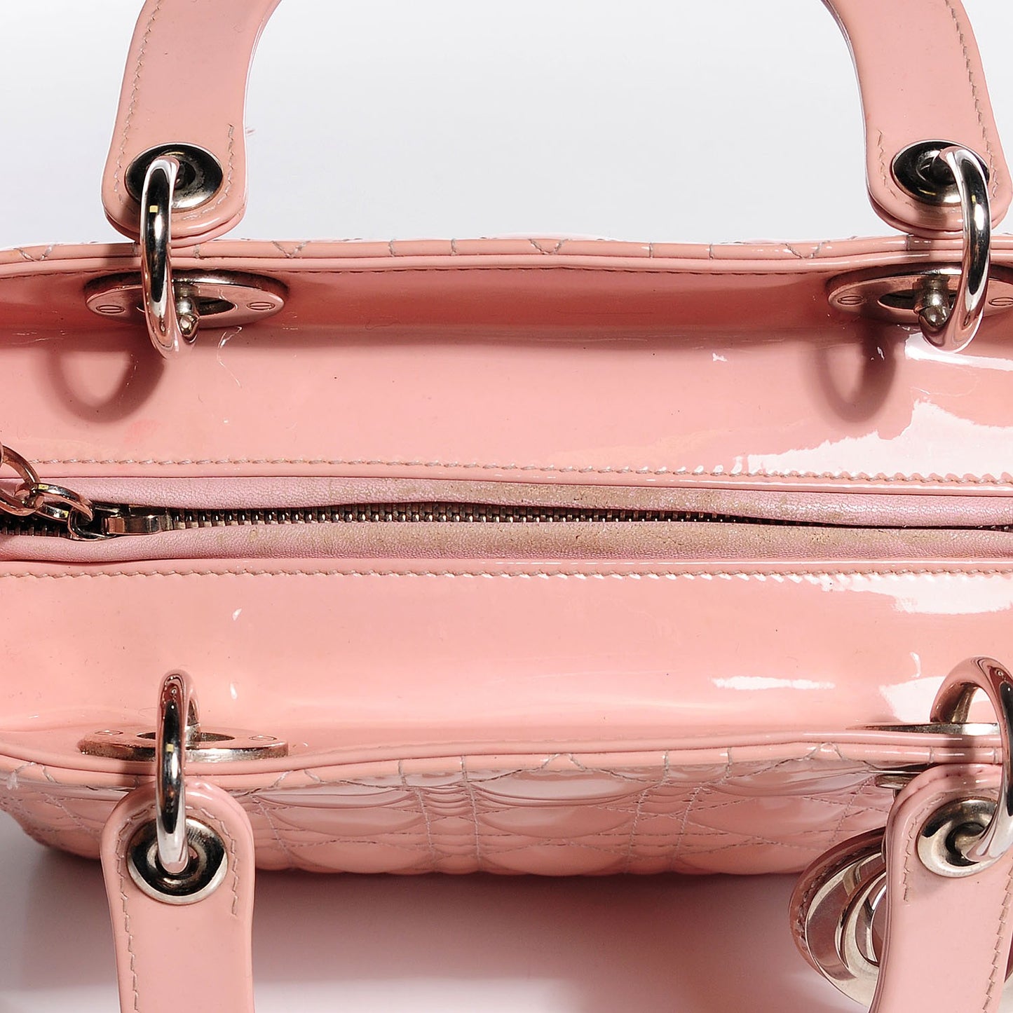 Patent Cannage Medium Lady Dior Rose Clair