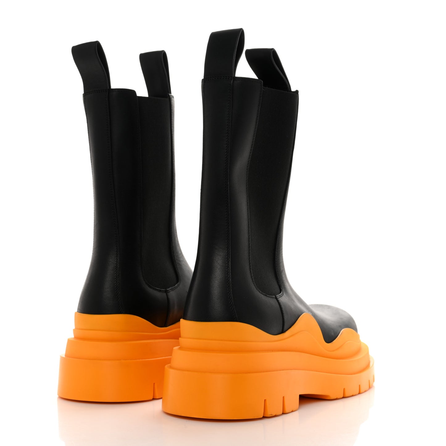 Calfskin The Tire Chelsea Boots 40 Black Tangerine