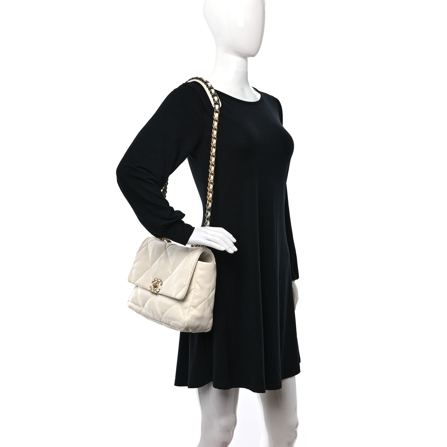 Chanel Lambskin Quilted Large Chanel 19 Flap White 2 of 13