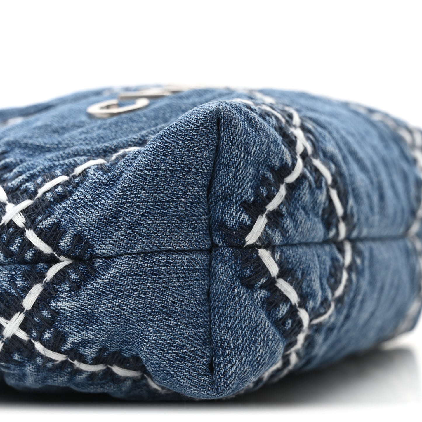 Denim Stitched Quilted Mini Chanel 22 Blue