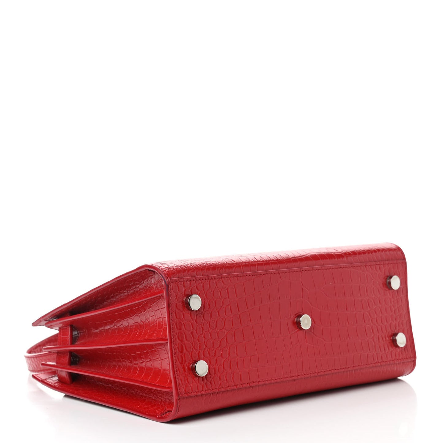 Calfskin Crocodile Embossed Baby Sac De Jour Red