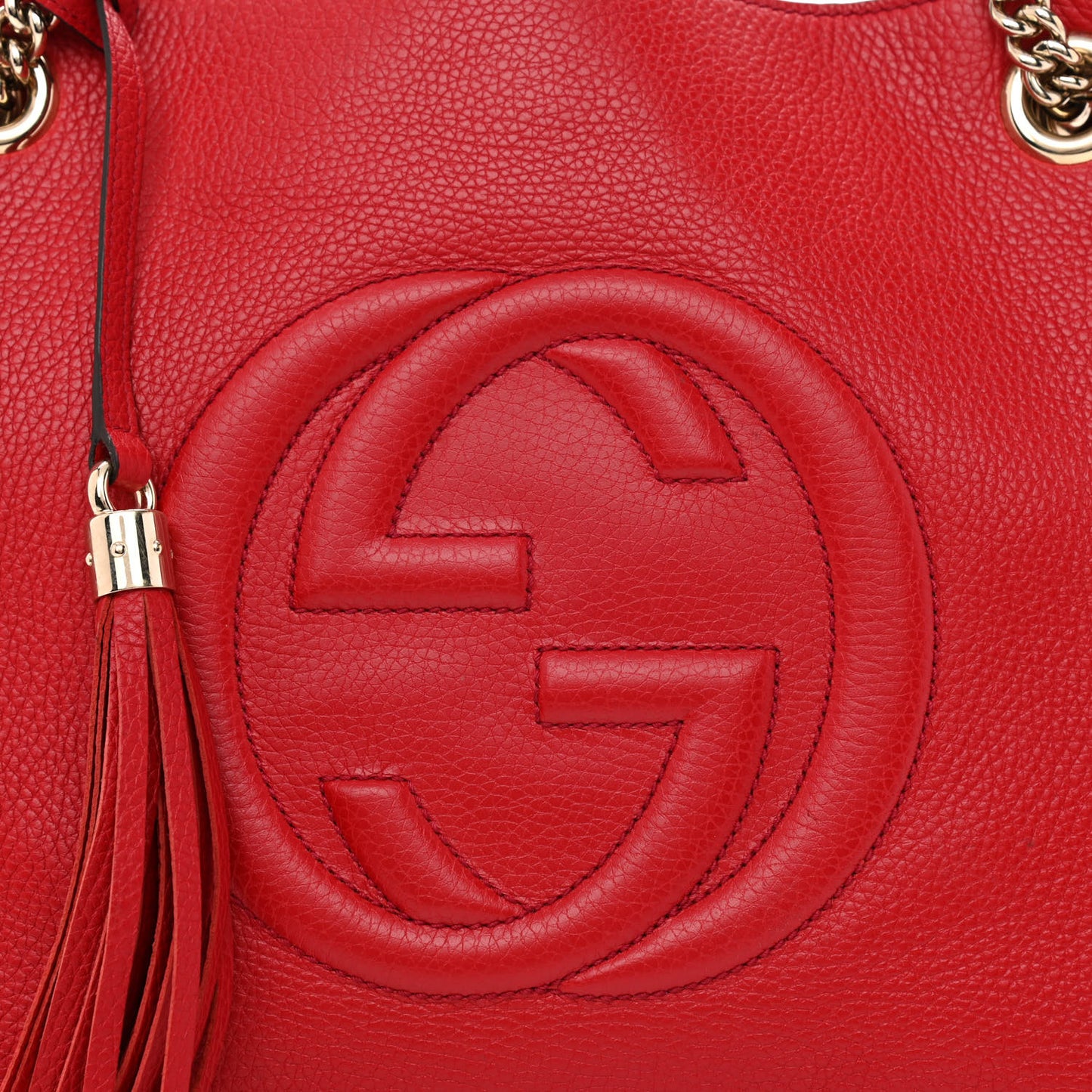 Cellarius Calfskin Medium Soho Chain Shoulder Bag Vibrant Red