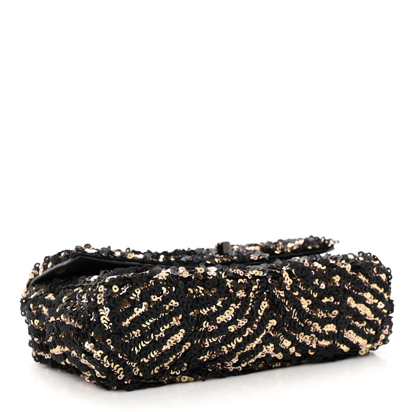 Sequin Mini Rectangular Flap Black Gold