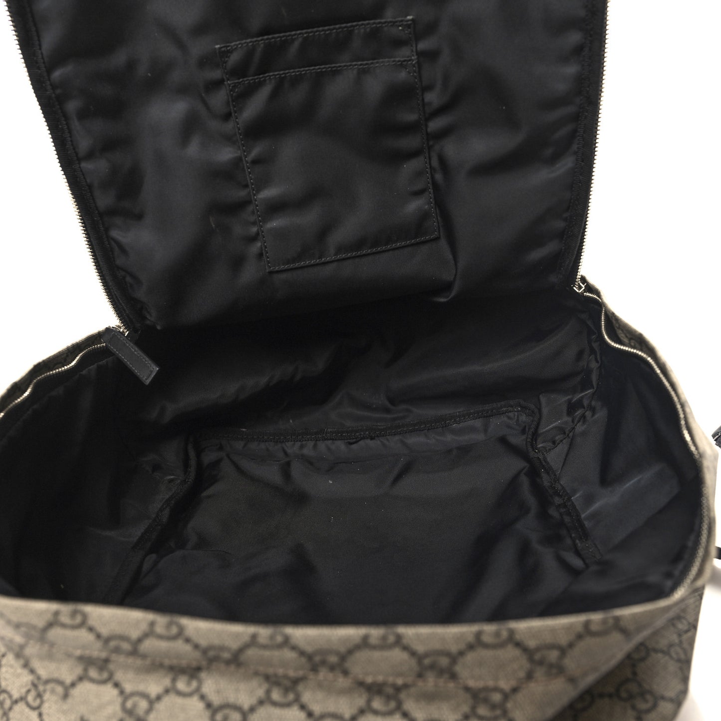 Soft GG Supreme Monogram Appia Calfskin Web Tote Backpack Beige Ebony Black