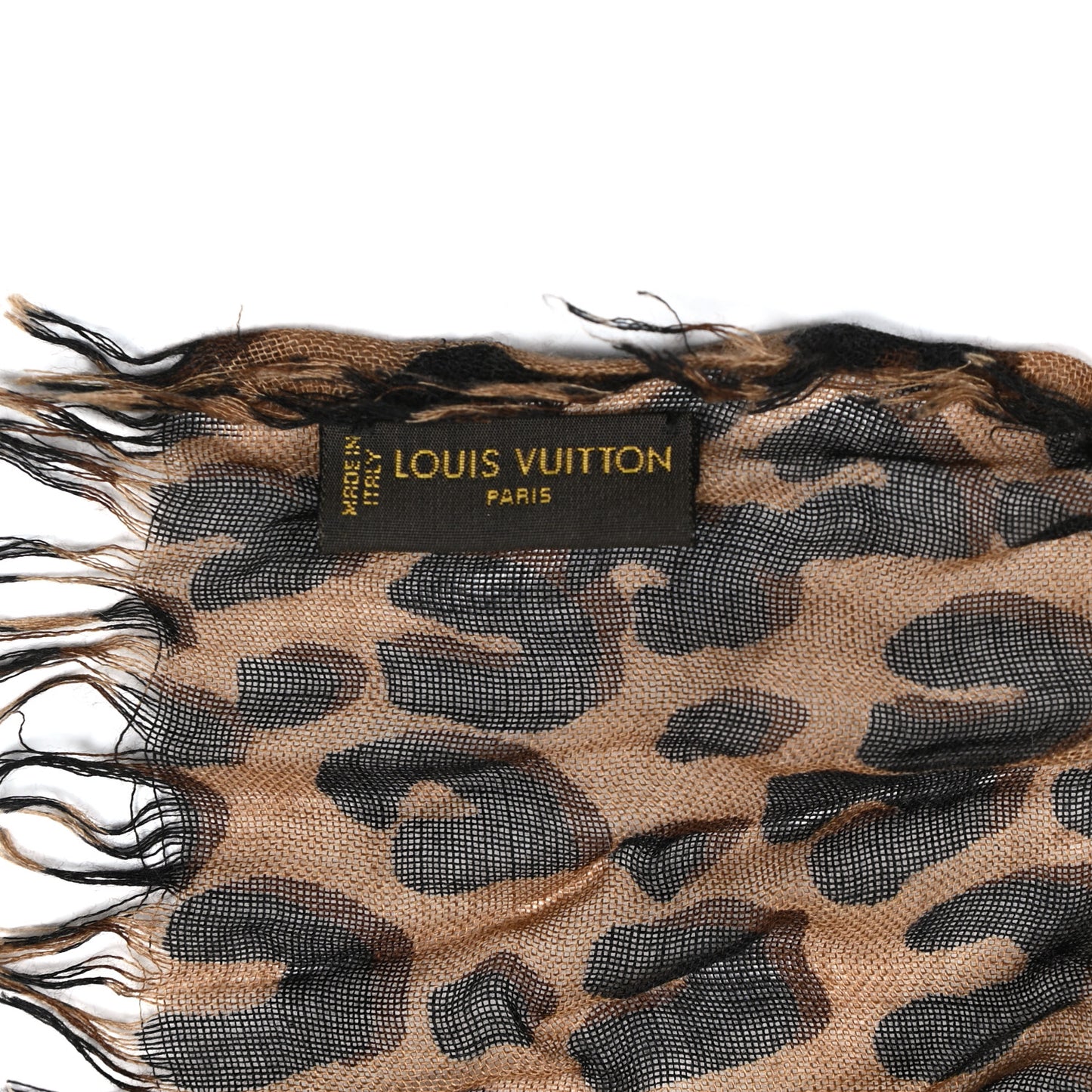 Cashmere Silk Leopard Etole Stole Marron