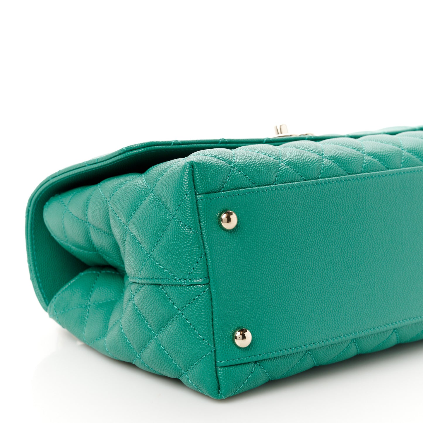 Caviar Quilted Small Coco Handle Flap Green