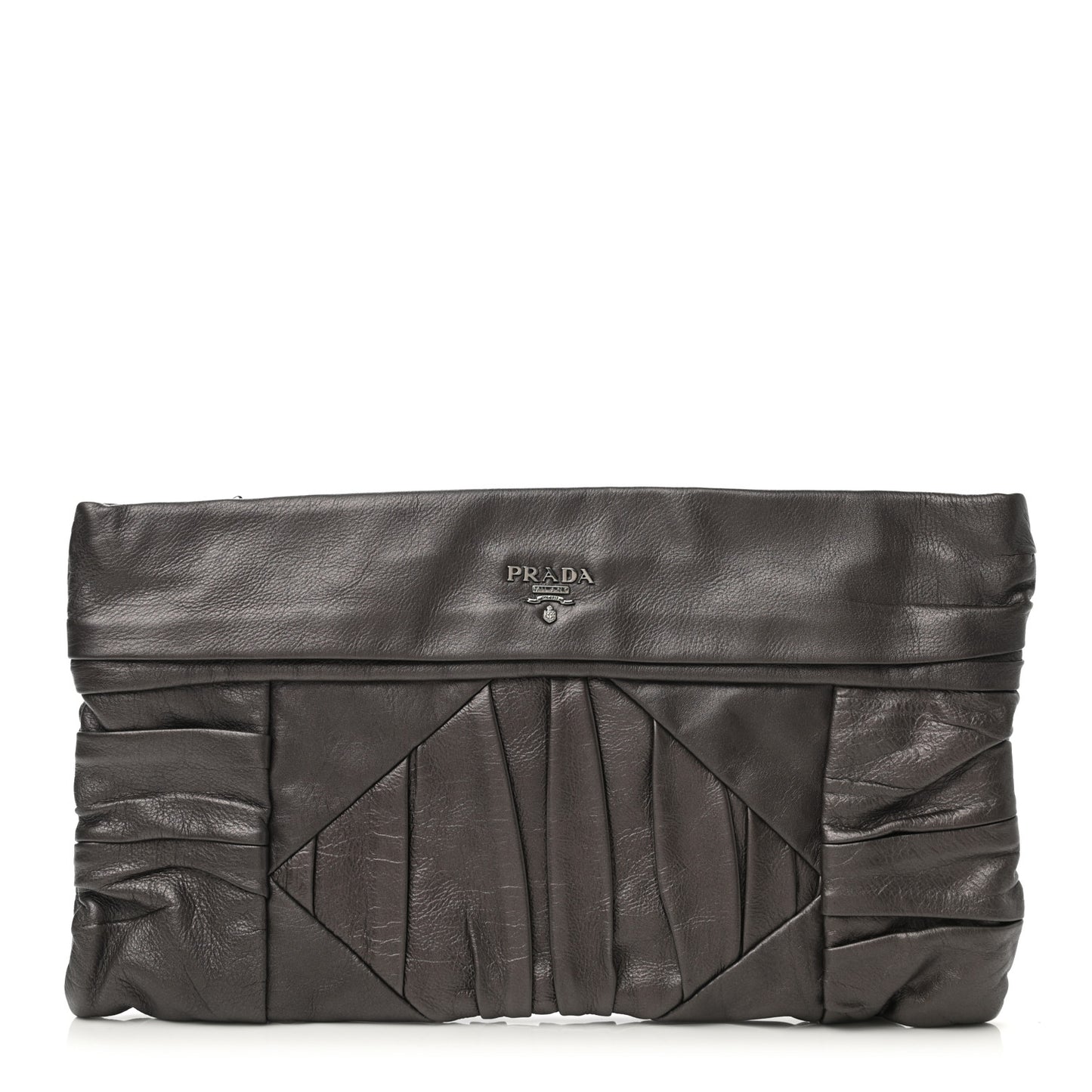 Royal Calf Pleated Clutch Grafite Mordore