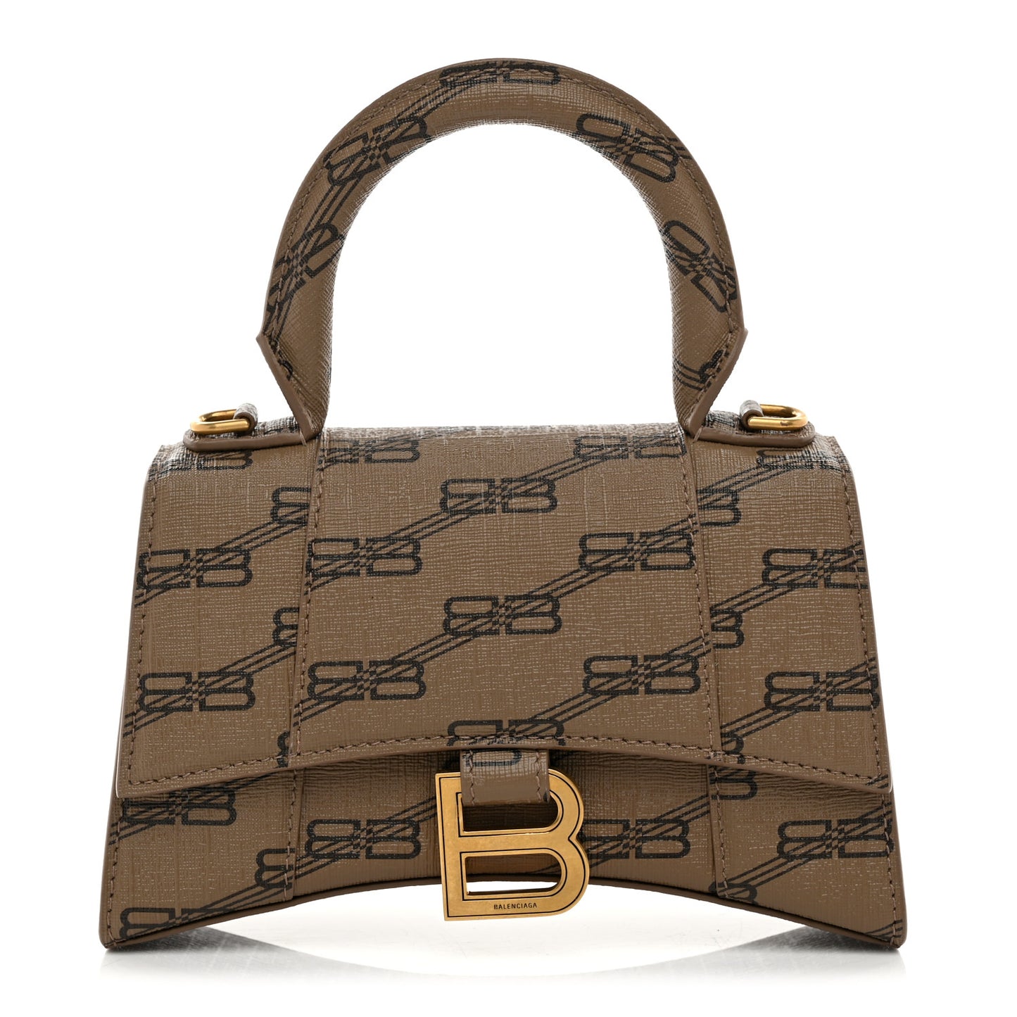 Coated Canvas BB Monogram Hourglass Top Handle Bag XS Beige Brown