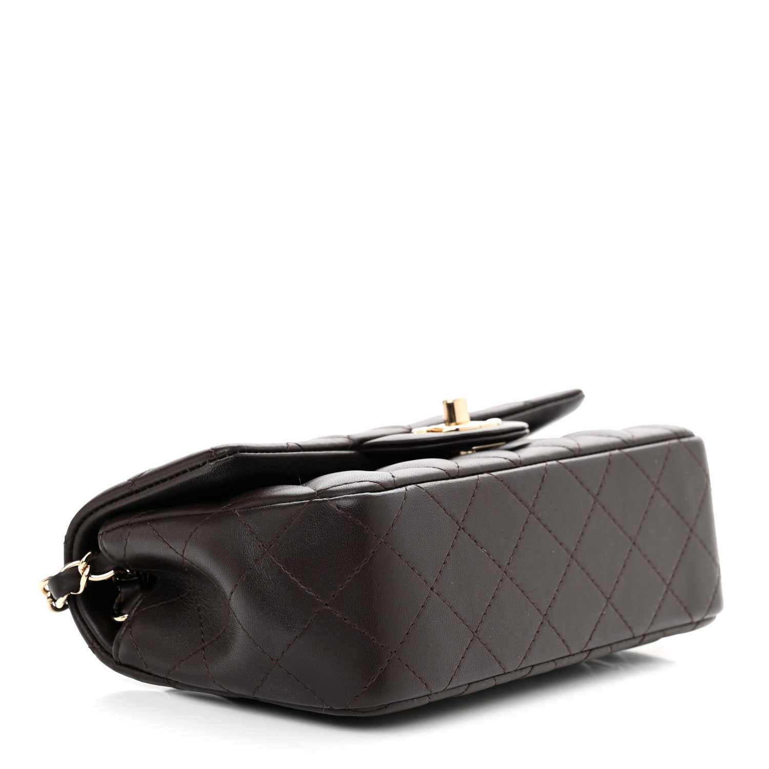 Chanel Lambskin Quilted Mini Rectangular Flap Dark Brown 4 of 11