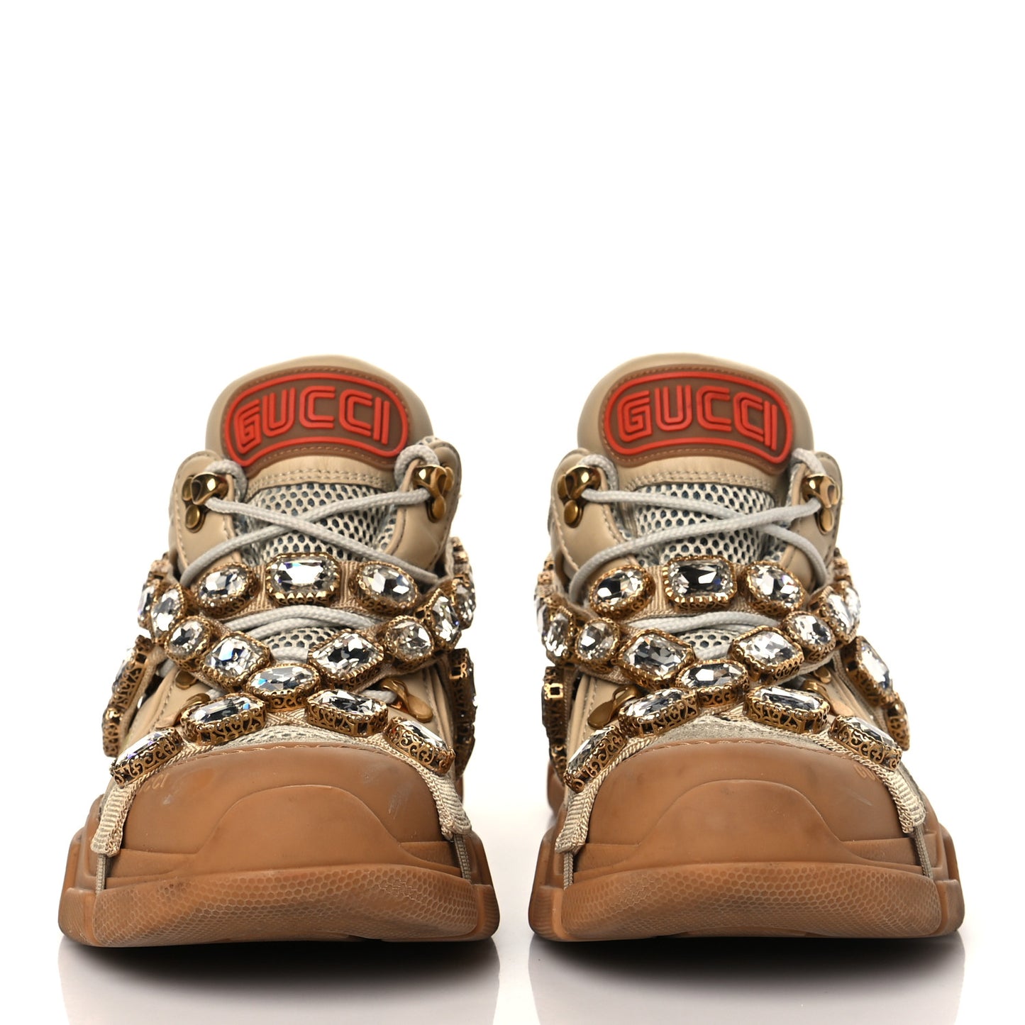 X SEGA Mesh Canvas Calfskin Removable Crystals Flashtrek Sneakers 39 Mystic White Oatmeal Sand Storm