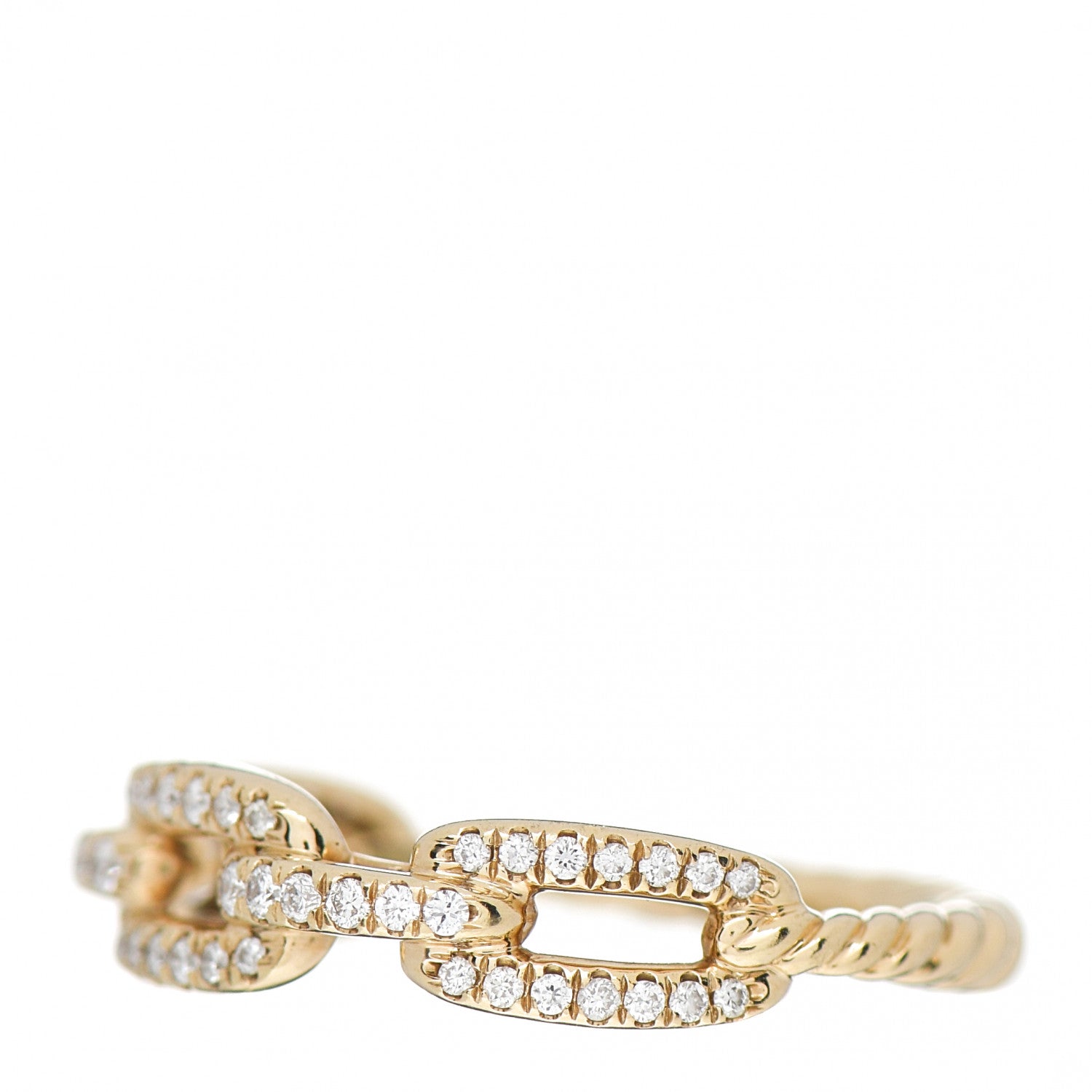 David Yurman 18K Yellow Gold Diamond 4.5mm Stax Single Row Chain Link Ring 49 4.75 4 of 5