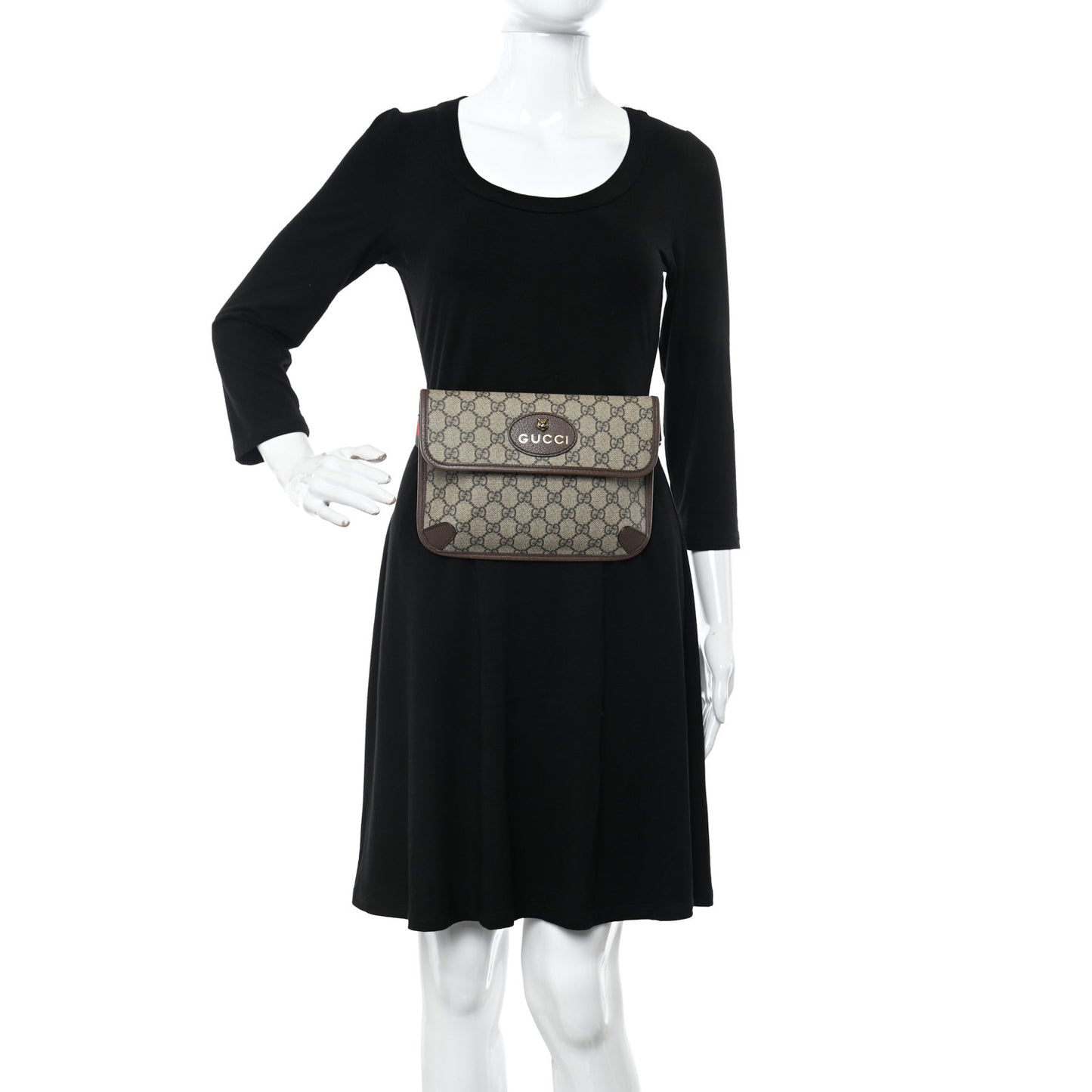 GG Supreme Monogram Neo Vintage Web Belt Bag Brown